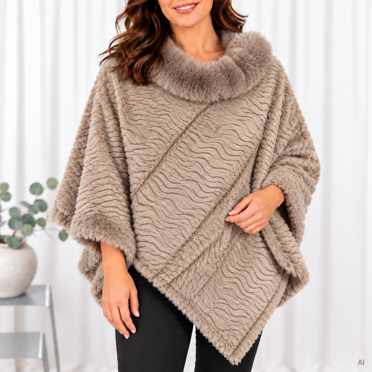 Lulu poncho, Taupe