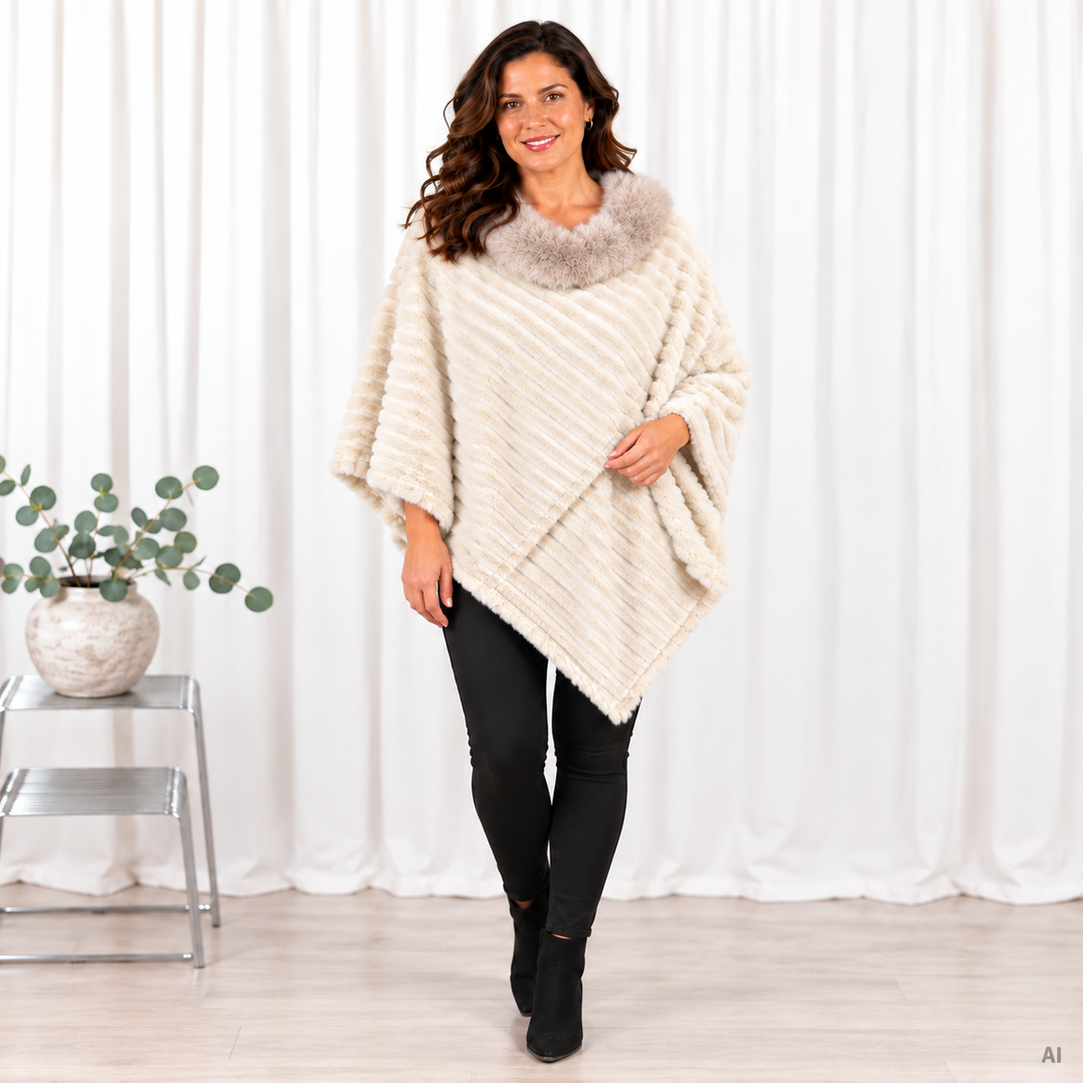 Ruby poncho, Beige