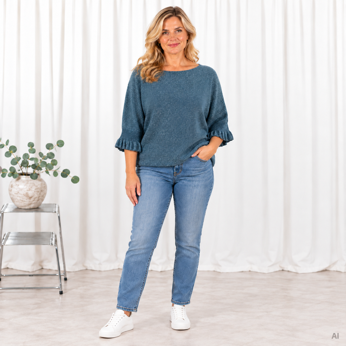 Ember poncho, Blå