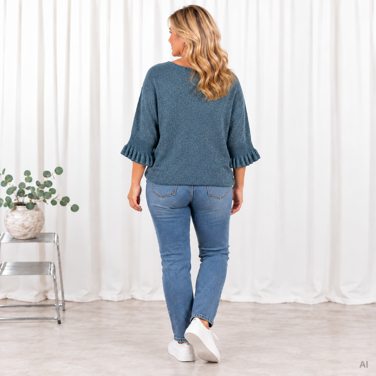 Ember poncho, Blå
