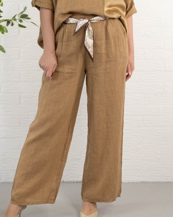 Lily ægte hør bukser, Camel