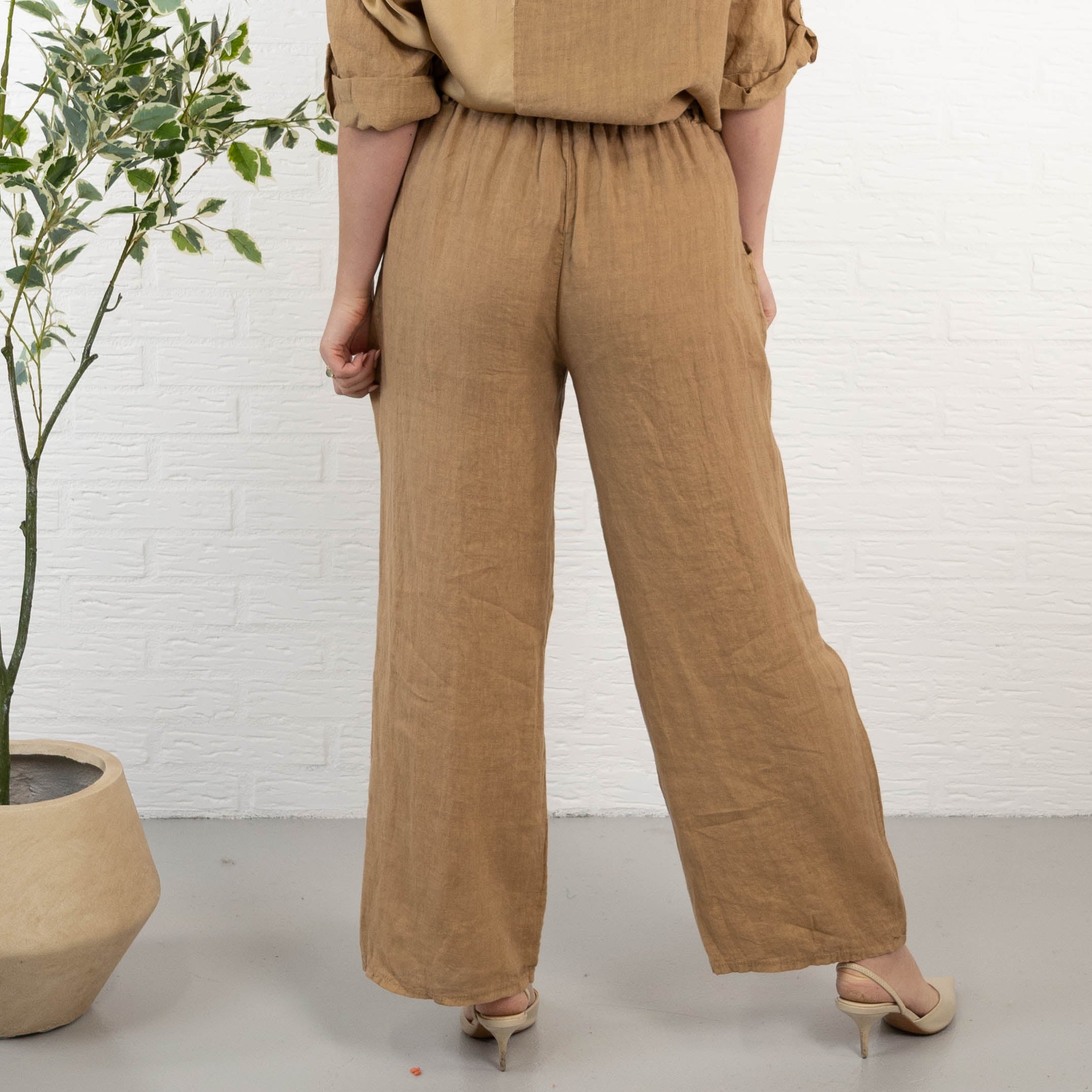 Lily ægte hør bukser, Camel