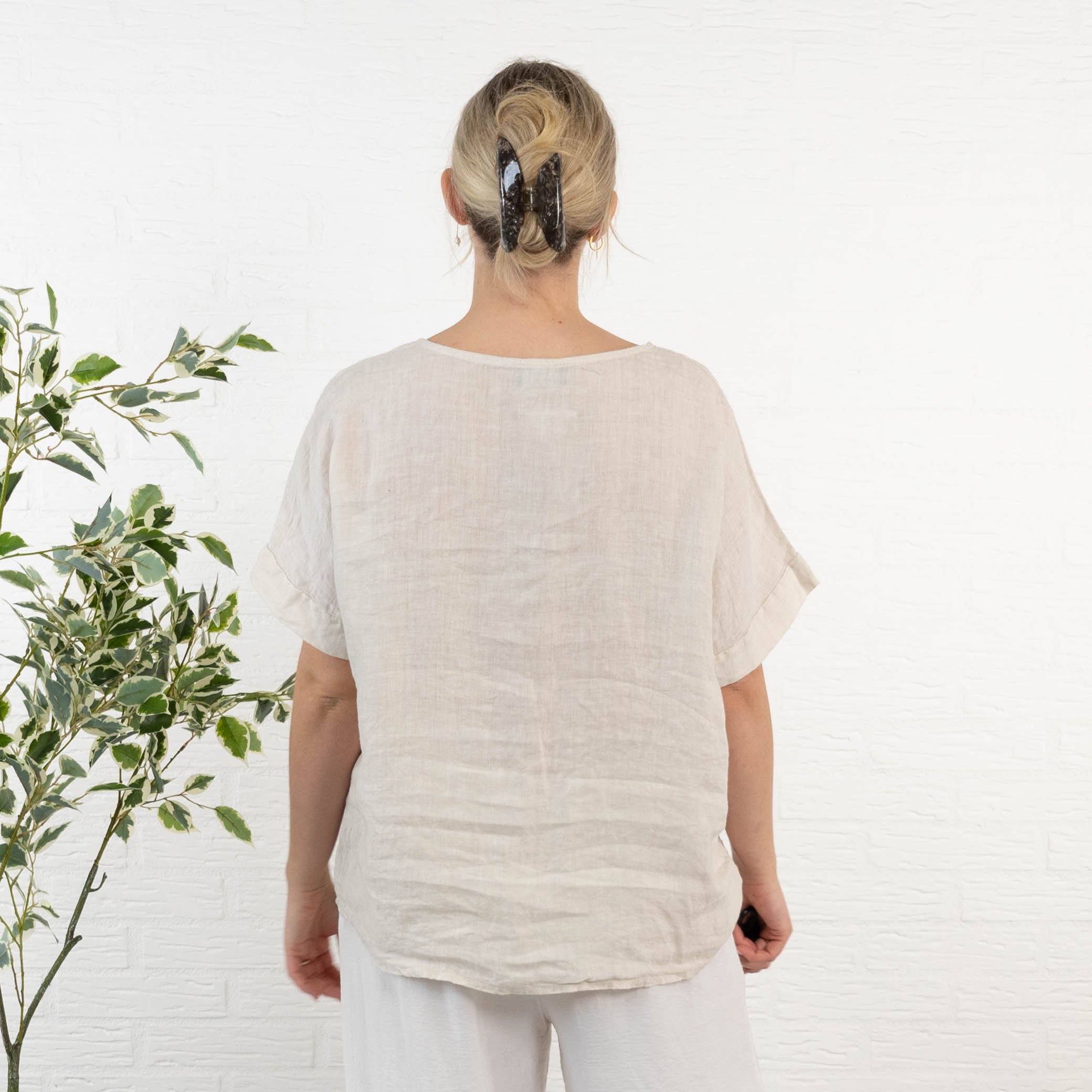 Lina ægte hør overdel, Beige