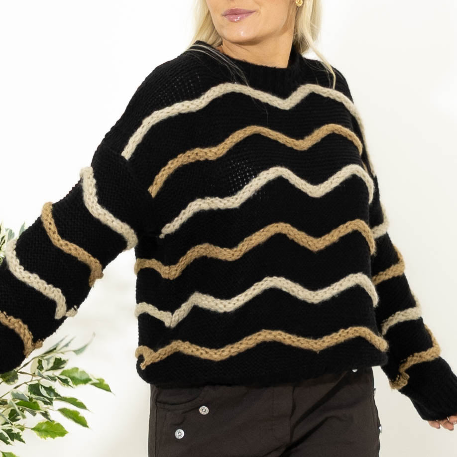 Lesley rundhals strik, Sort