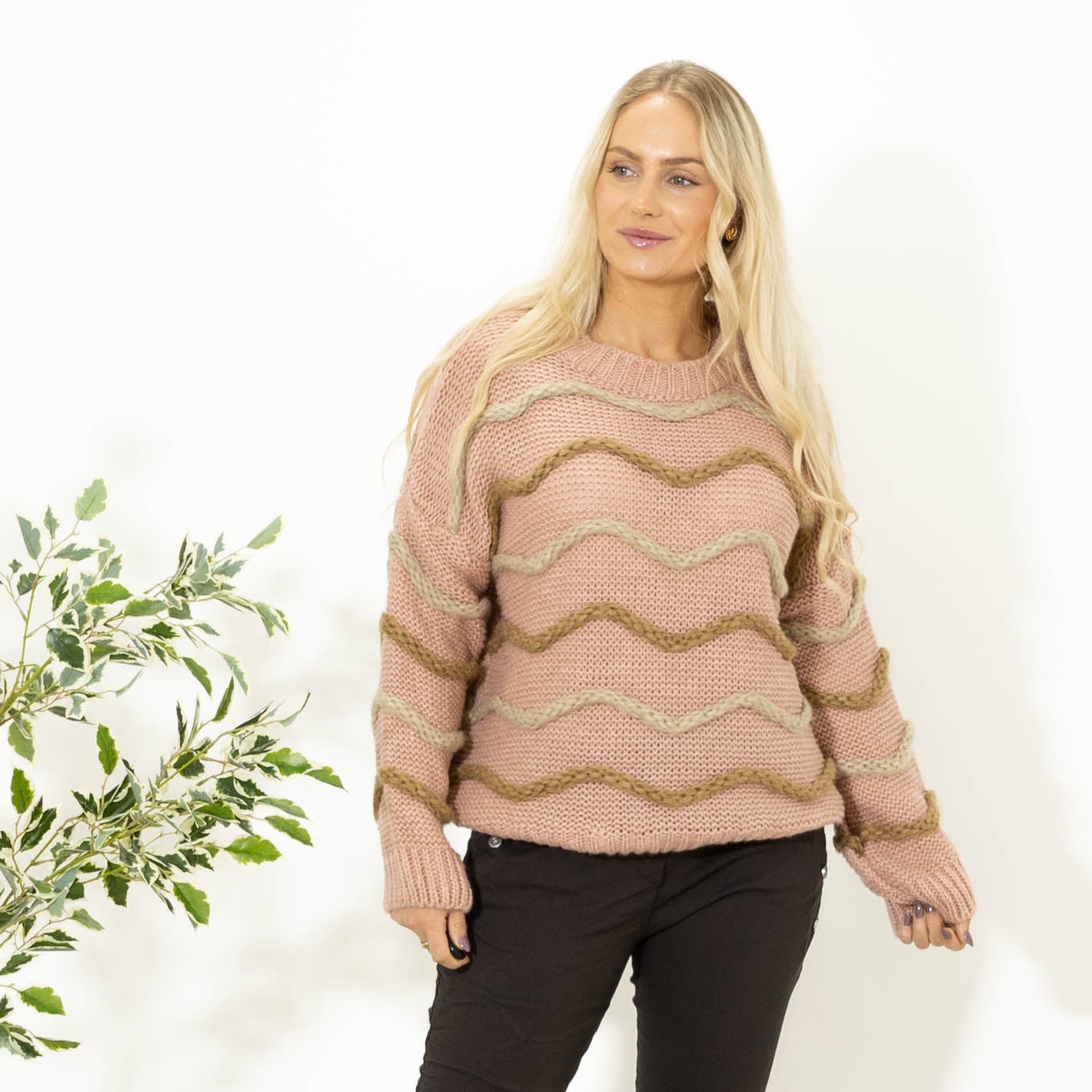 Lesley rundhals strik, Rosa