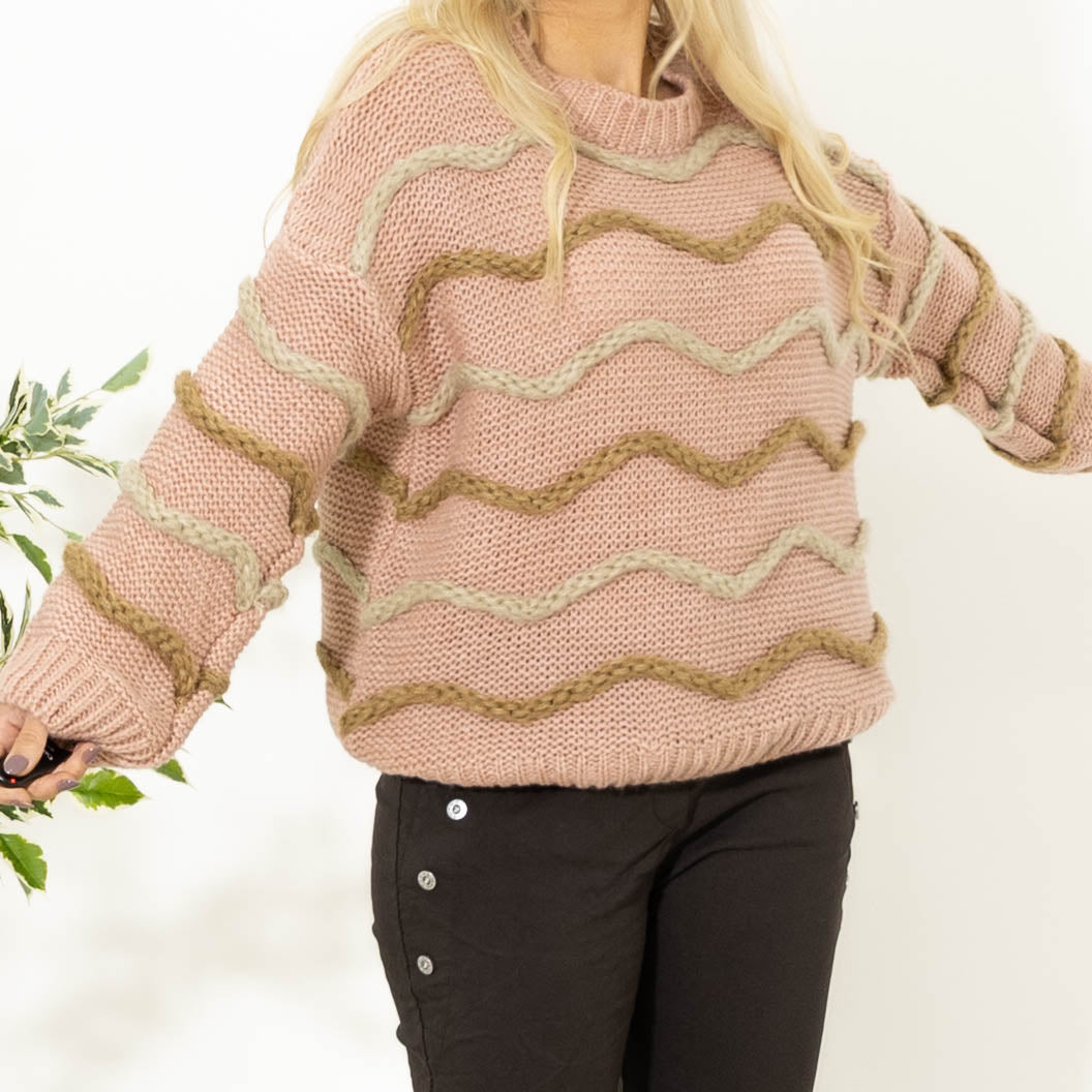 Lesley rundhals strik, Rosa