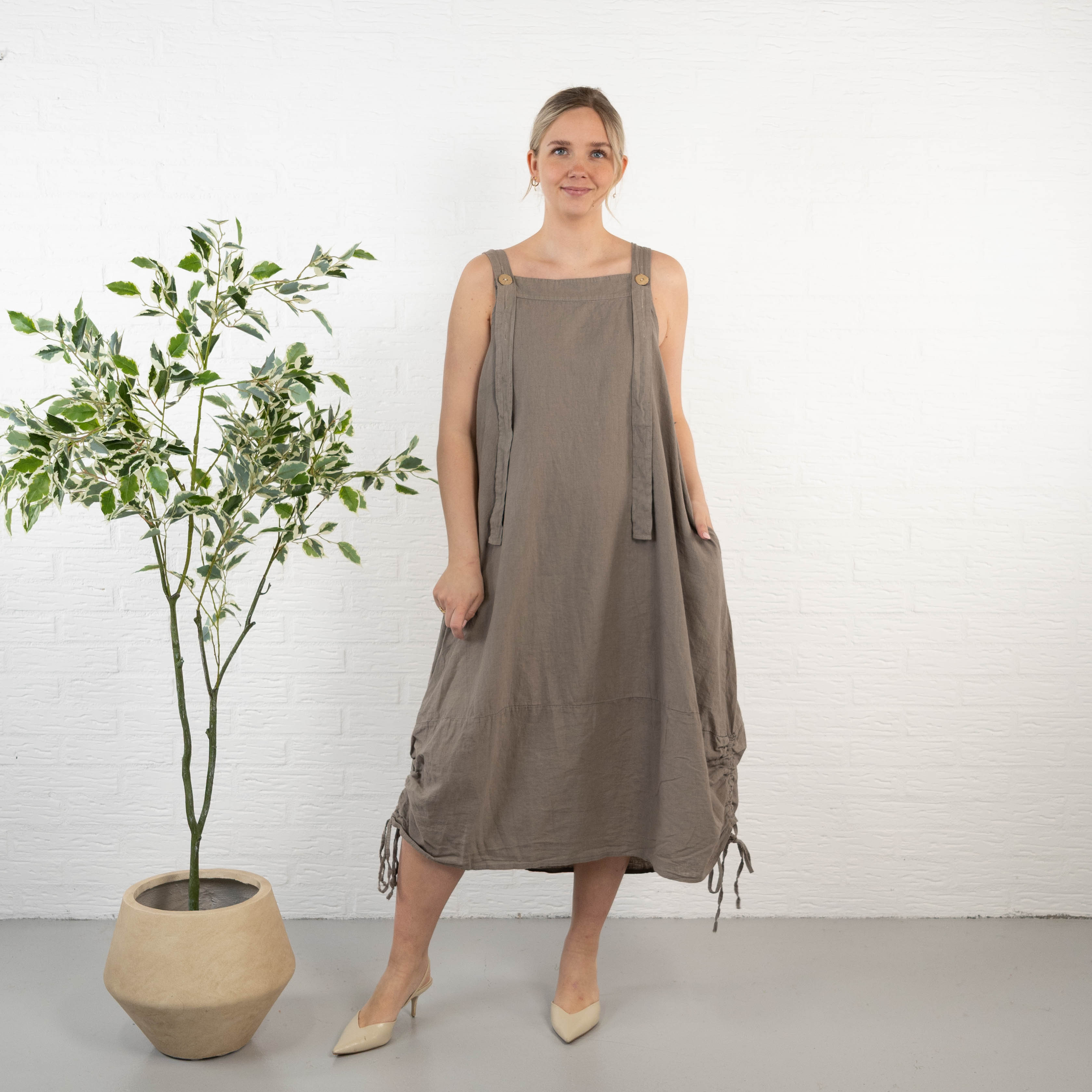 Dungaree kjole, Taupe