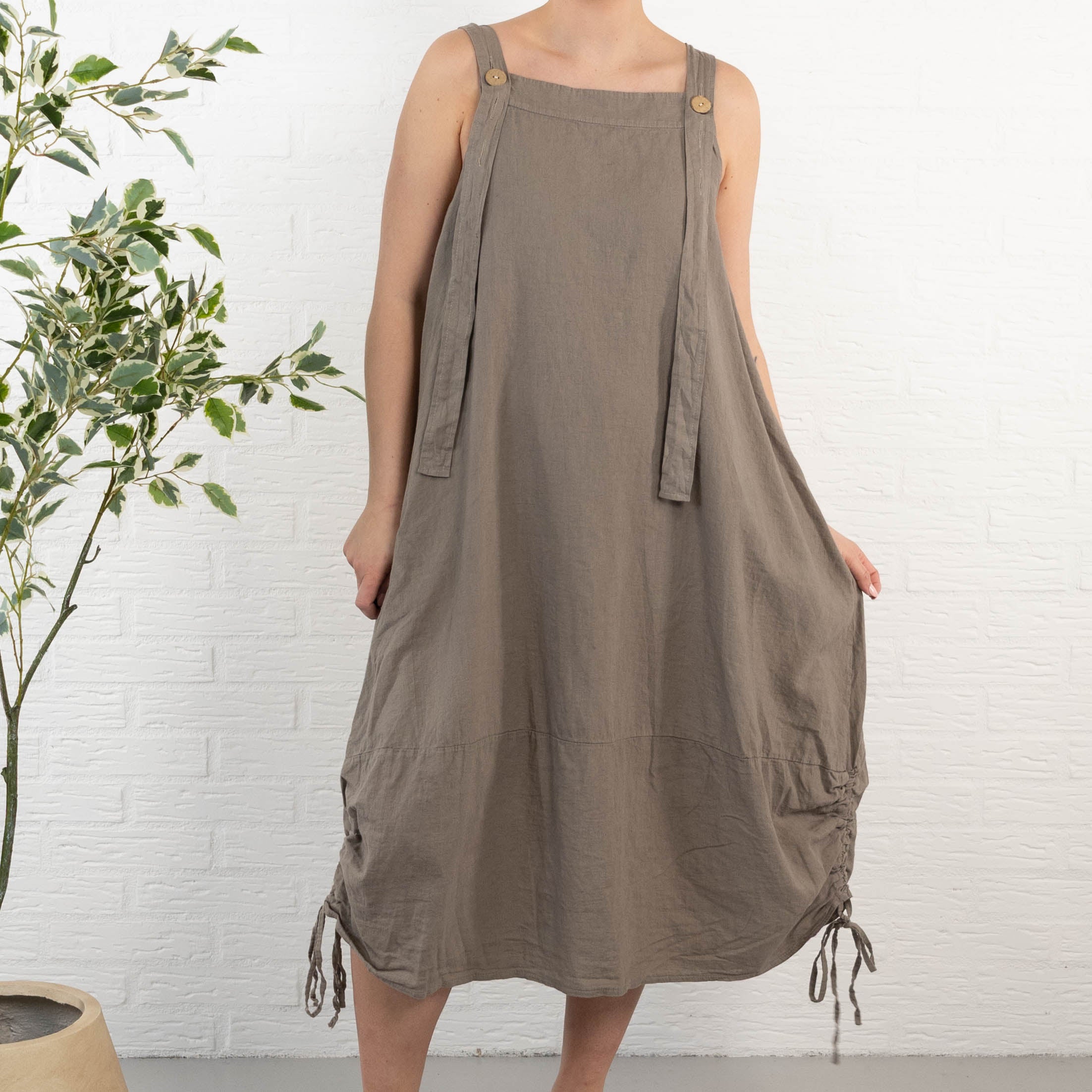 Dungaree kjole, Taupe