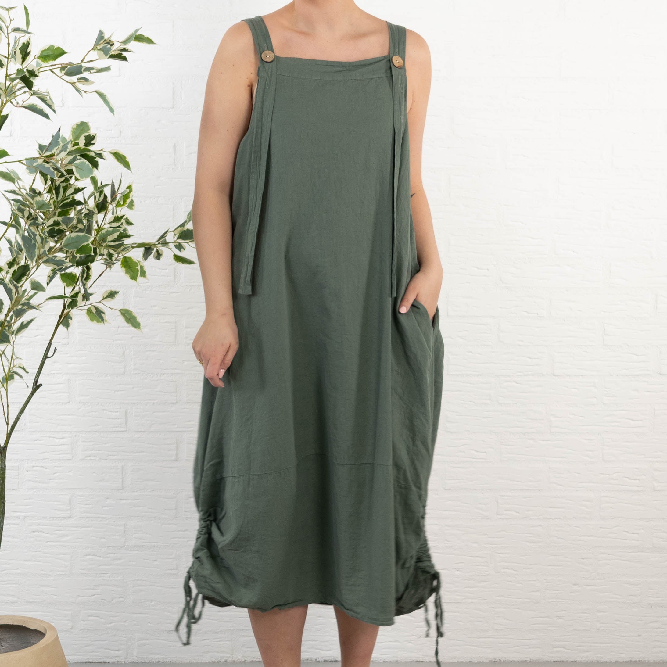 Dungaree kjole, Khaki