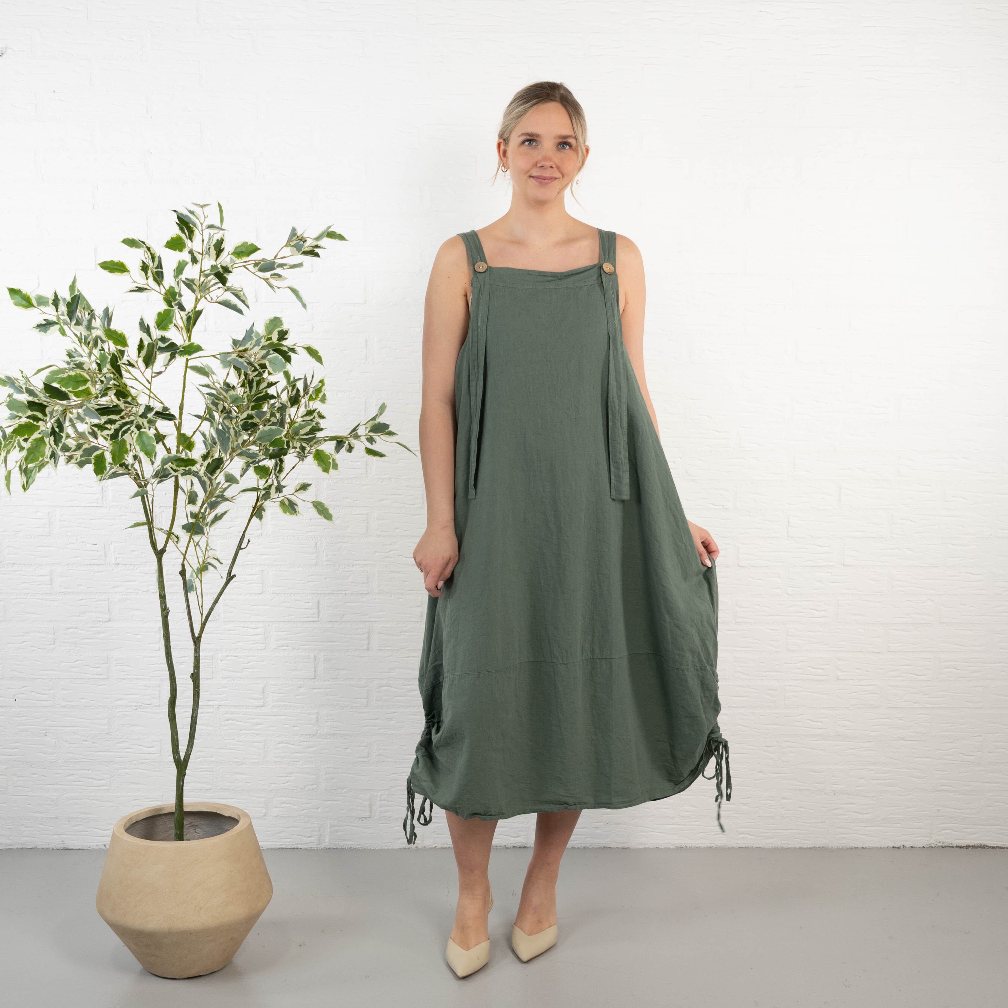 Dungaree kjole, Khaki