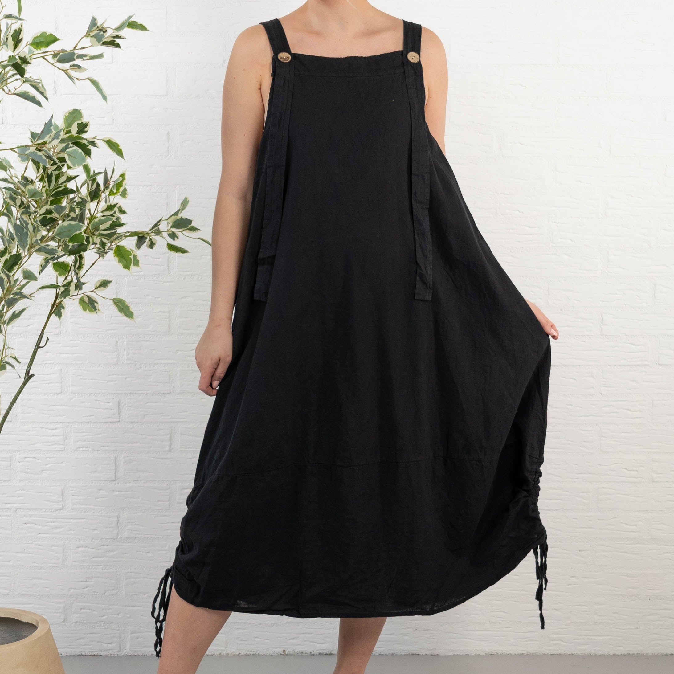 Dungaree kjole, Sort