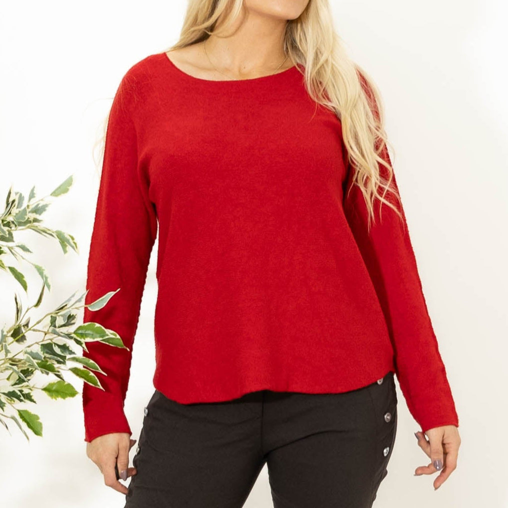 Klara rundhals strik, Rød