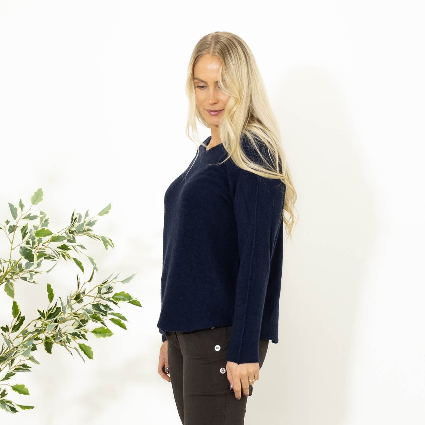 Klara rundhals strik, Navy