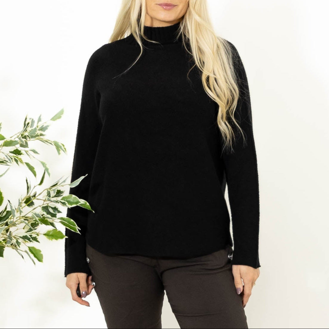 Babette strik m. turtleneck, Sort