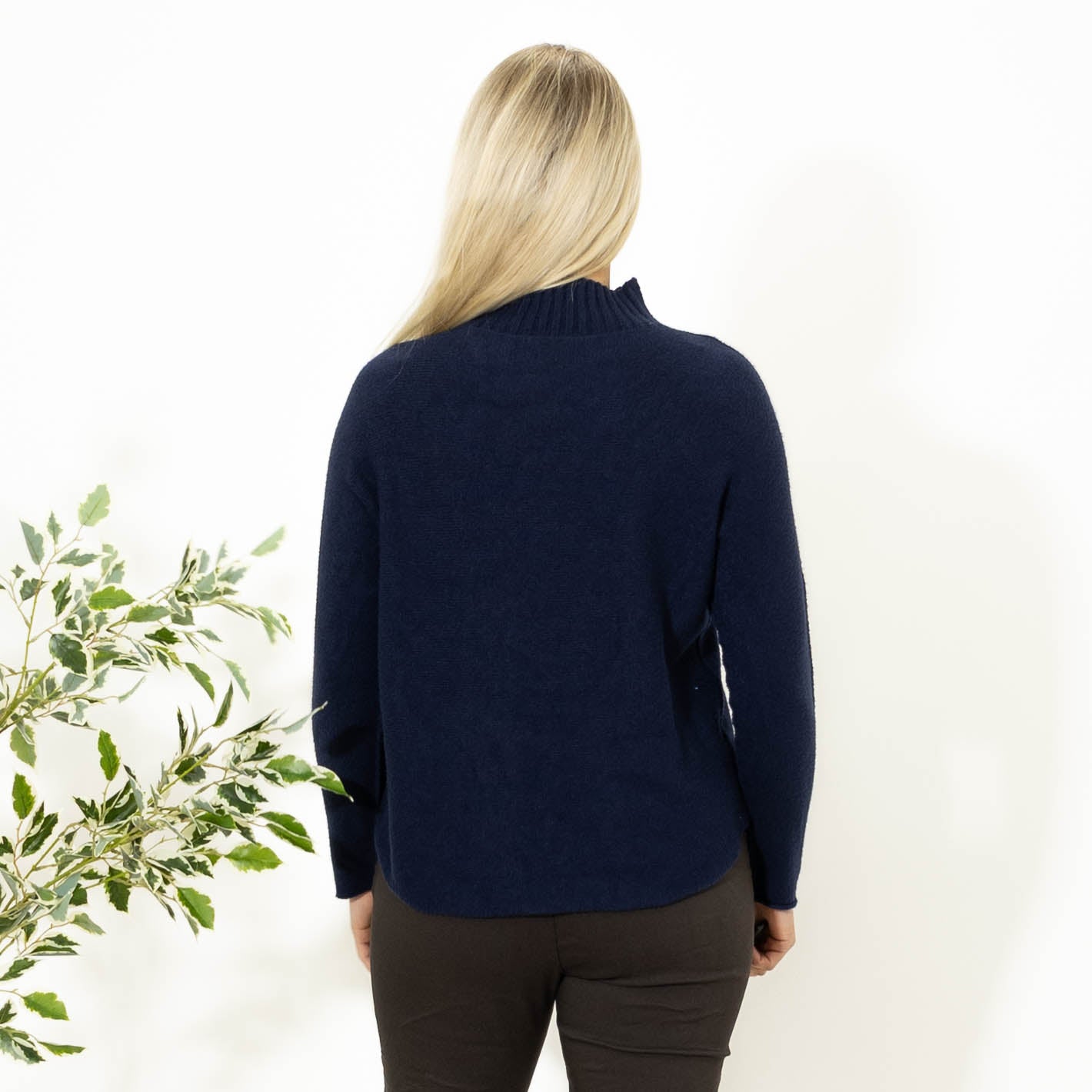Babette strik m. turtleneck, Navy