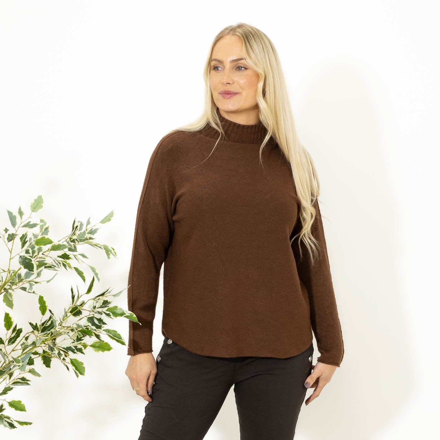 Babette strik m. turtleneck, Choko