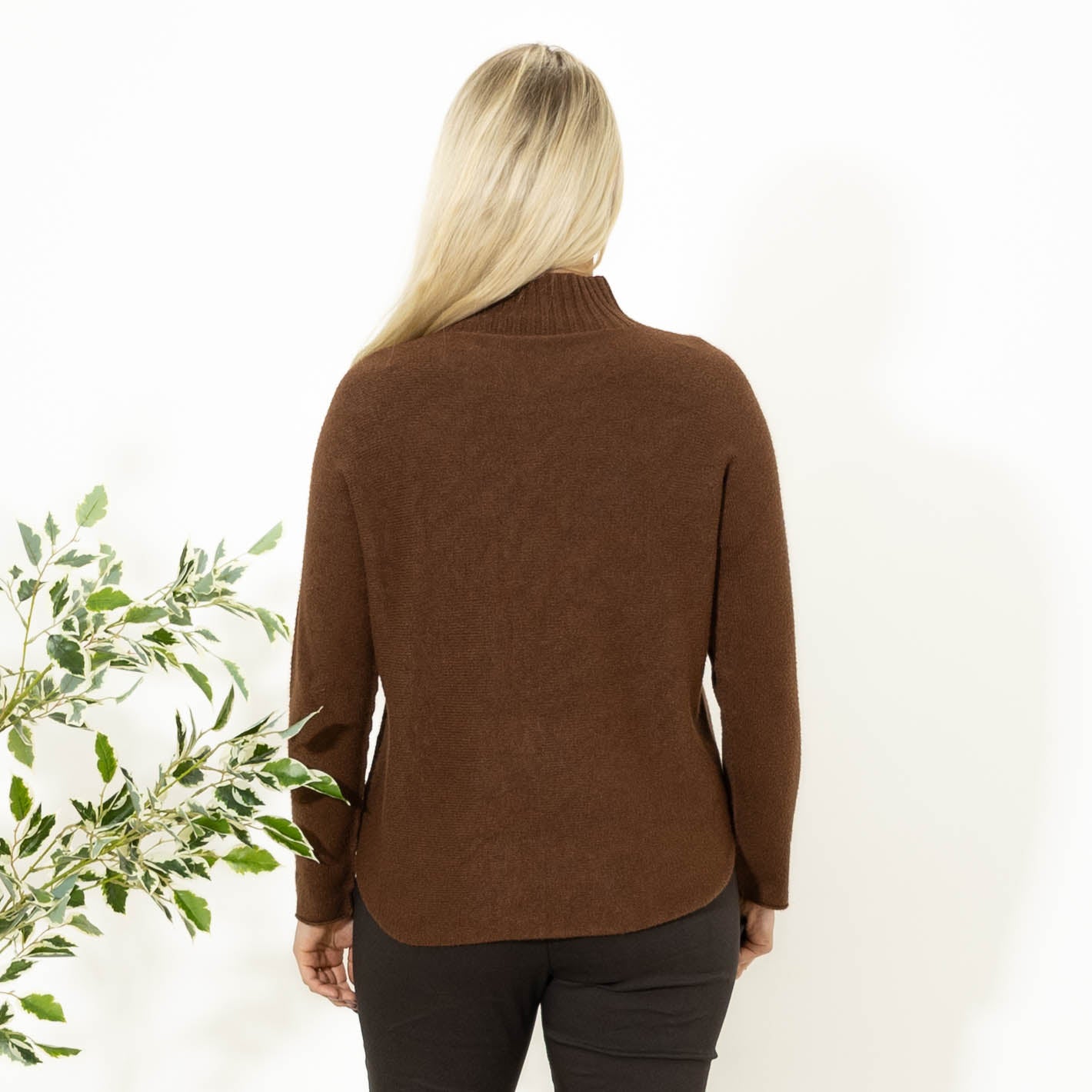 Babette strik m. turtleneck, Choko