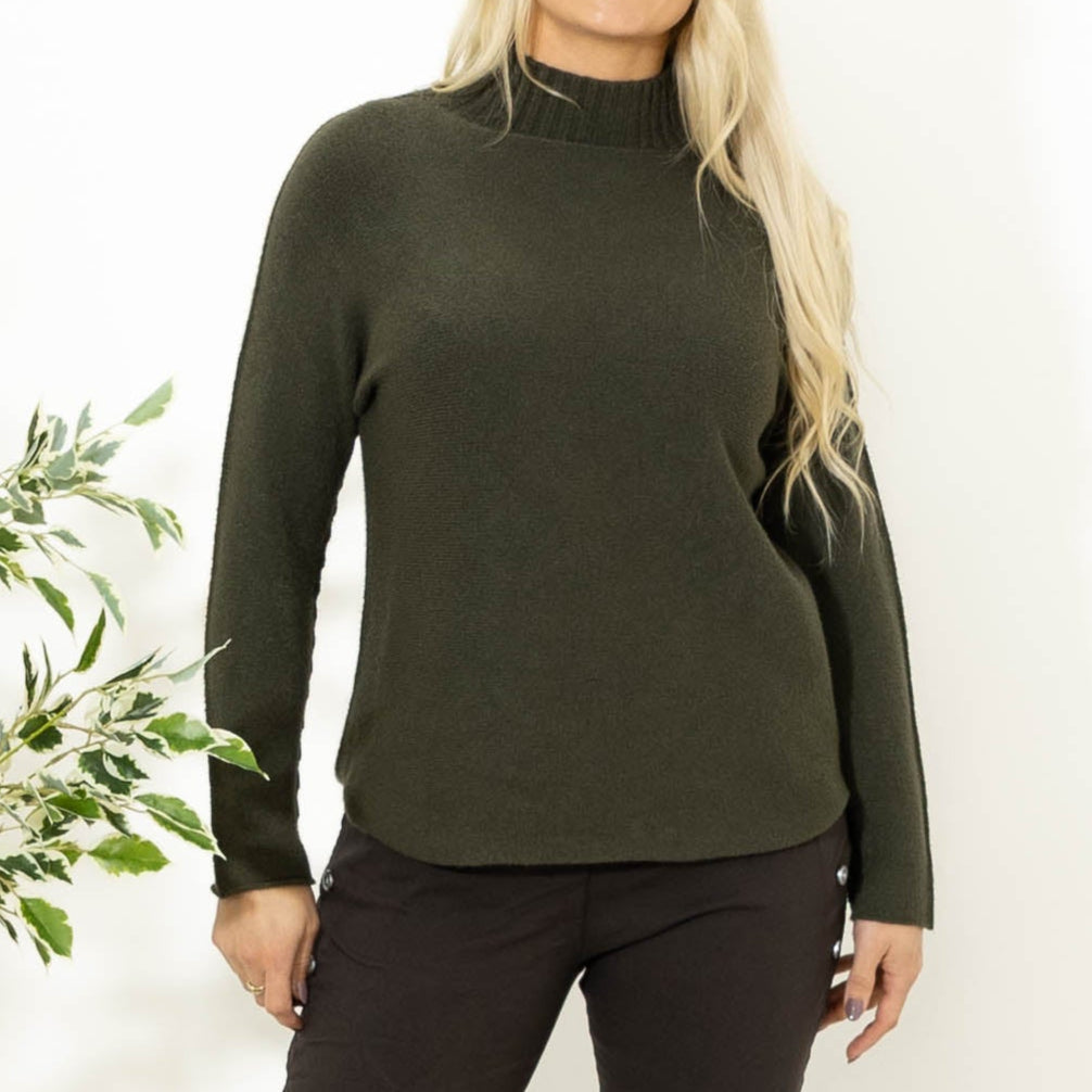 Babette strik m. turtleneck, Khaki