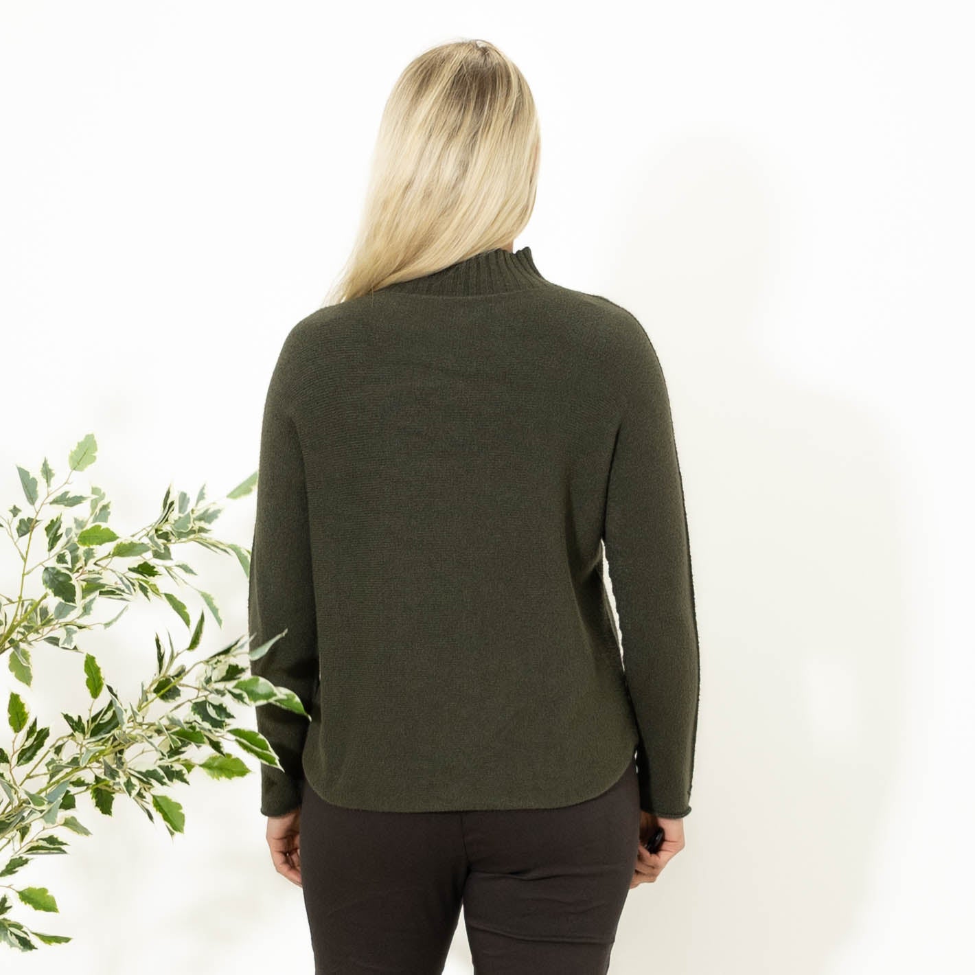 Babette strik m. turtleneck, Khaki