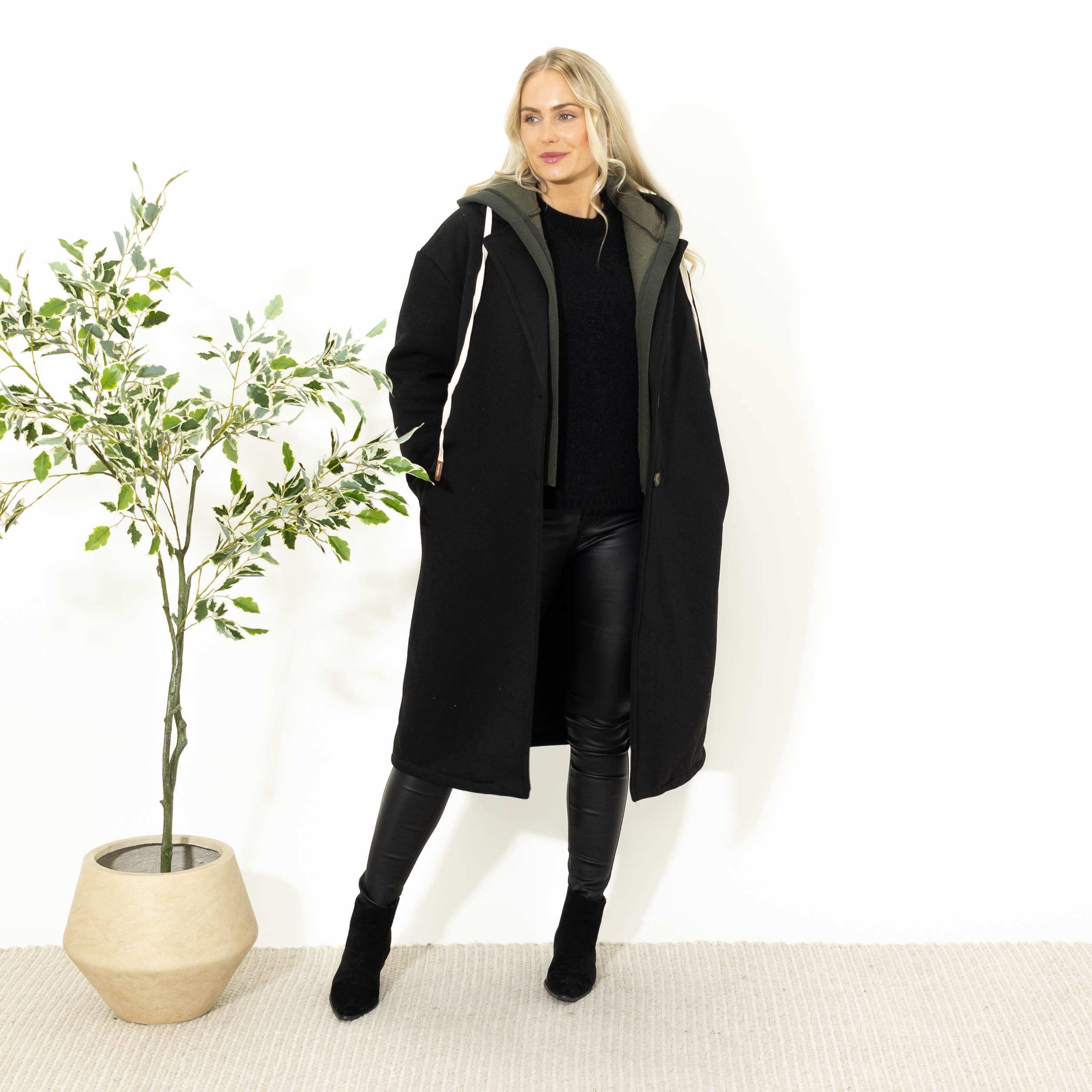 Oline sweatshirt m. hoodie, Sort