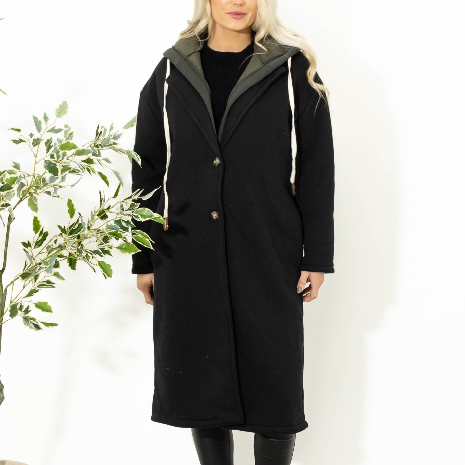 Oline sweatshirt m. hoodie, Sort