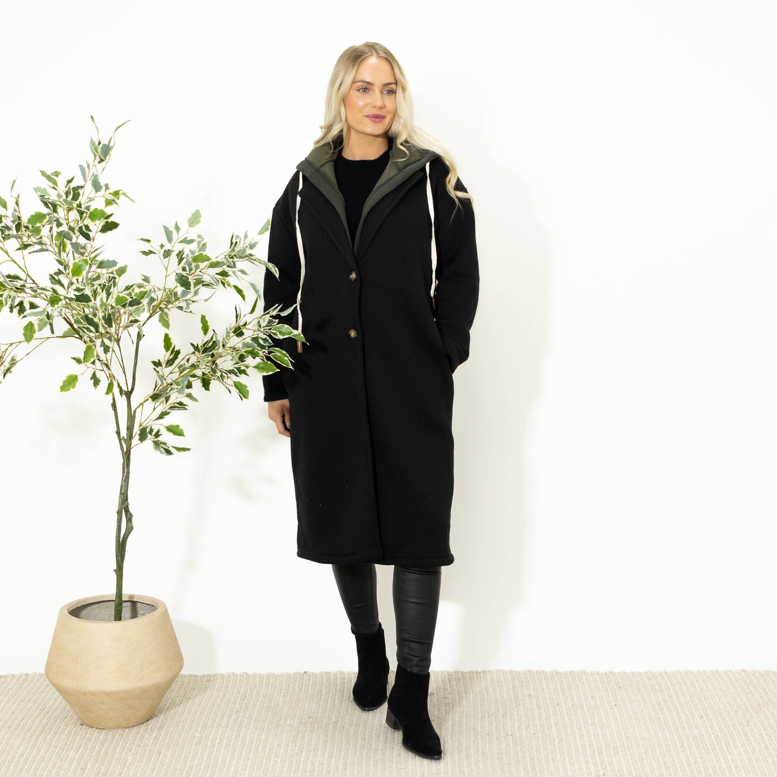 Oline sweatshirt m. hoodie, Sort