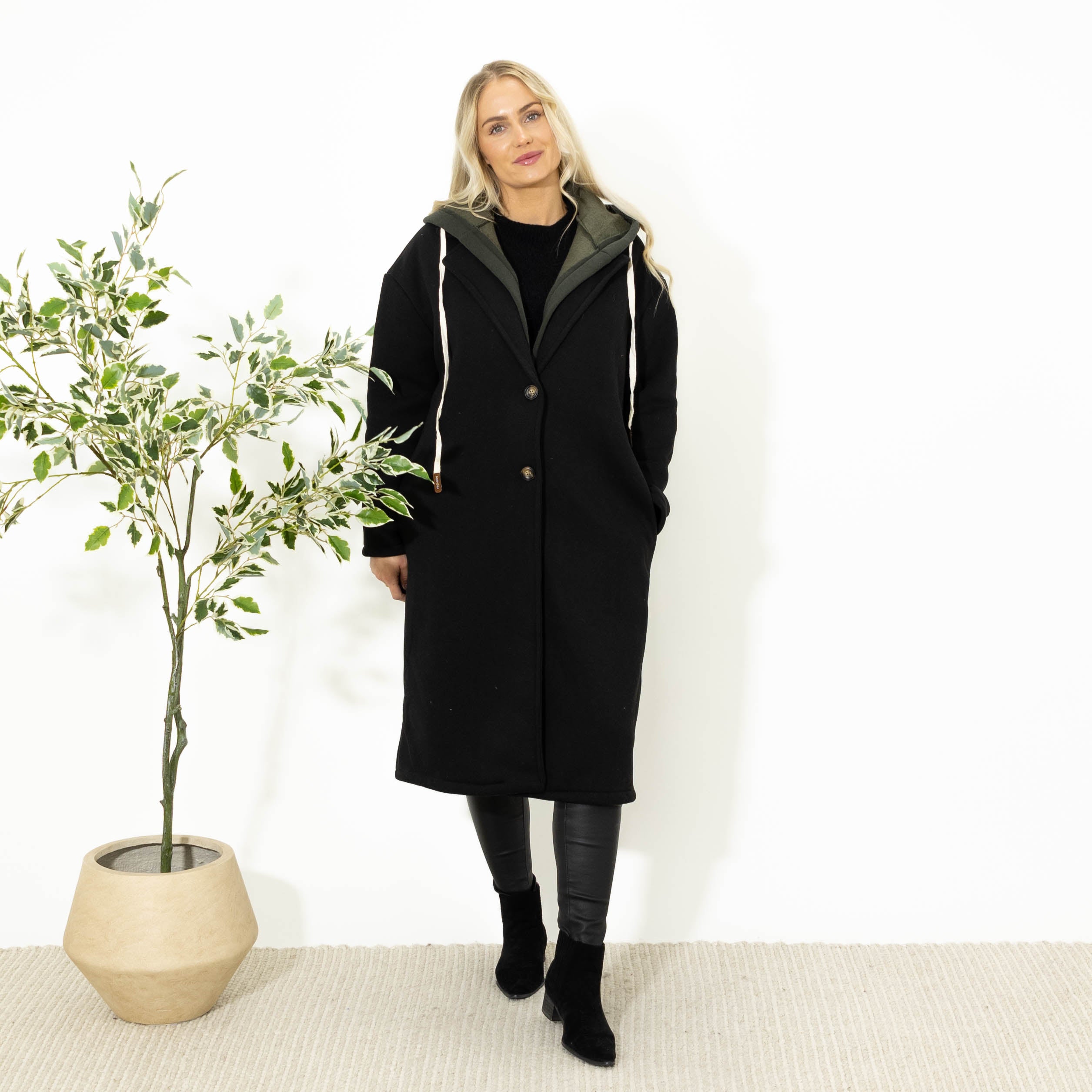 Oline sweatshirt m. hoodie, Sort