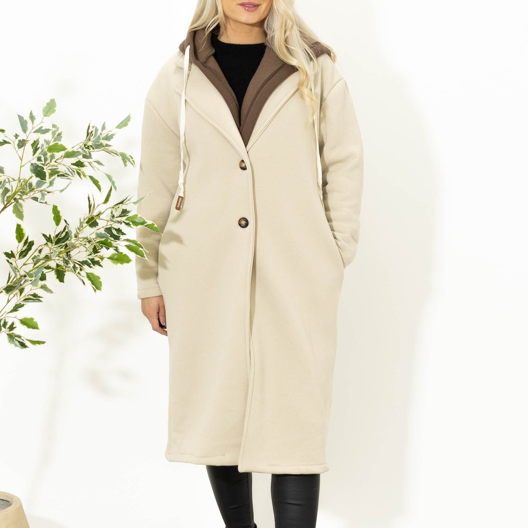 Oline sweatshirt m. hoodie, Beige