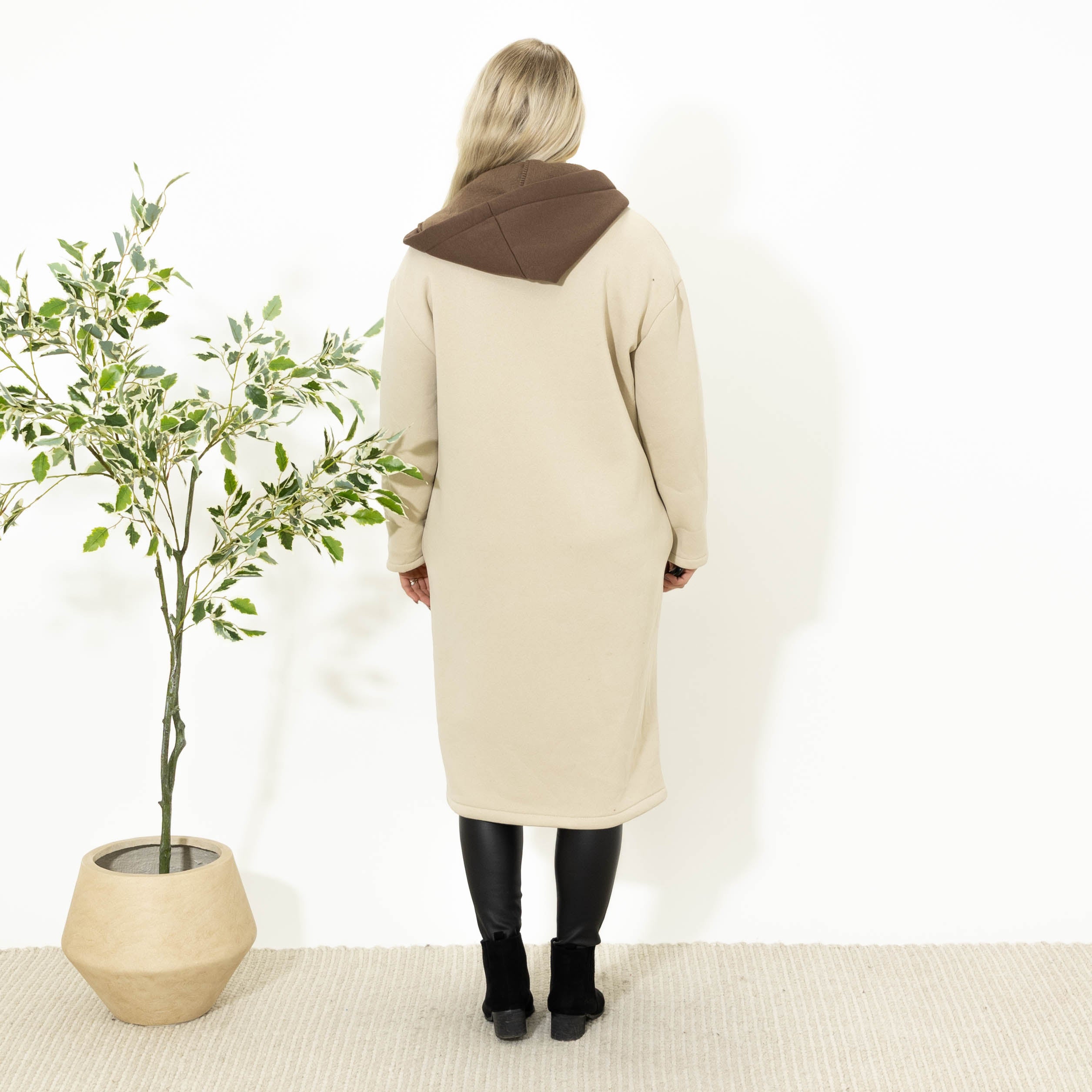 Oline sweatshirt m. hoodie, Beige