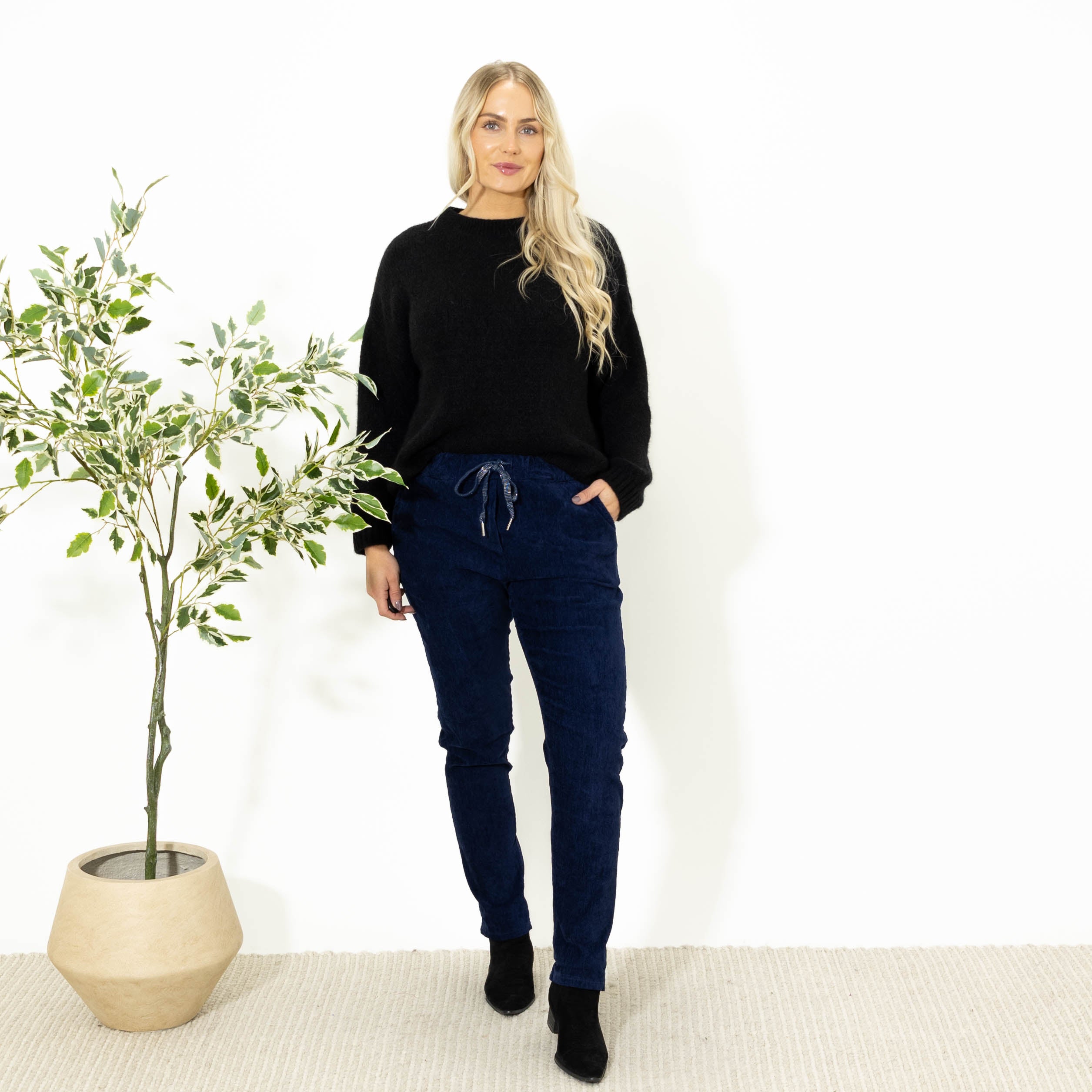 Noemi stonewashed bukser, Navy