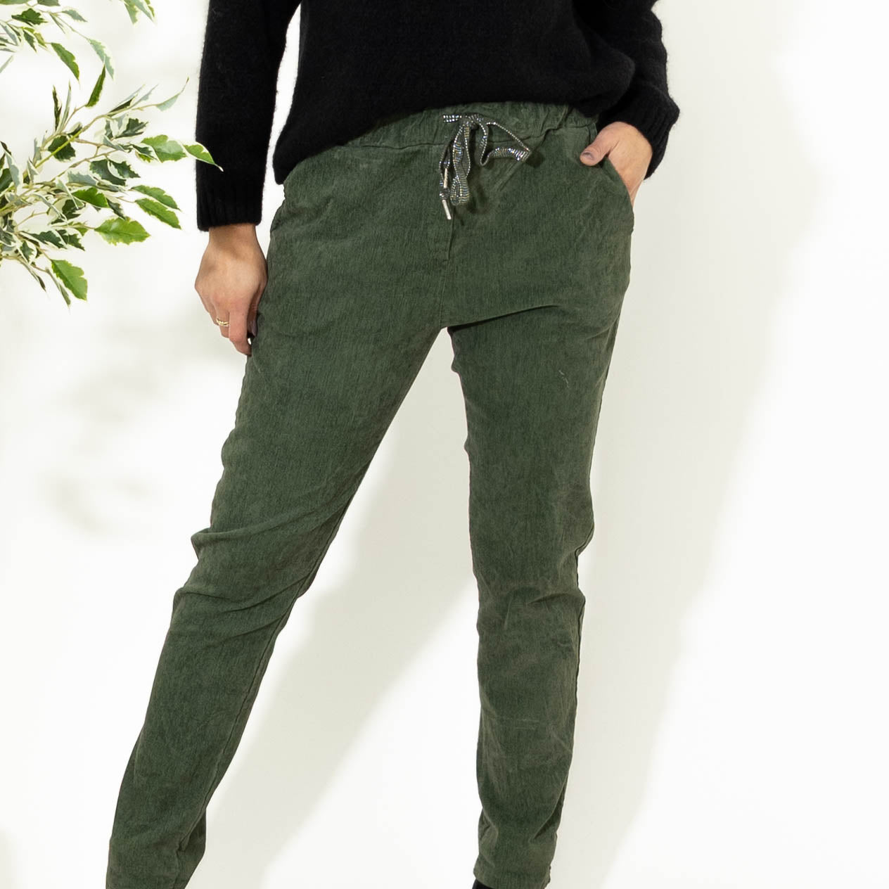 Noemi stonewashed bukser, Khaki