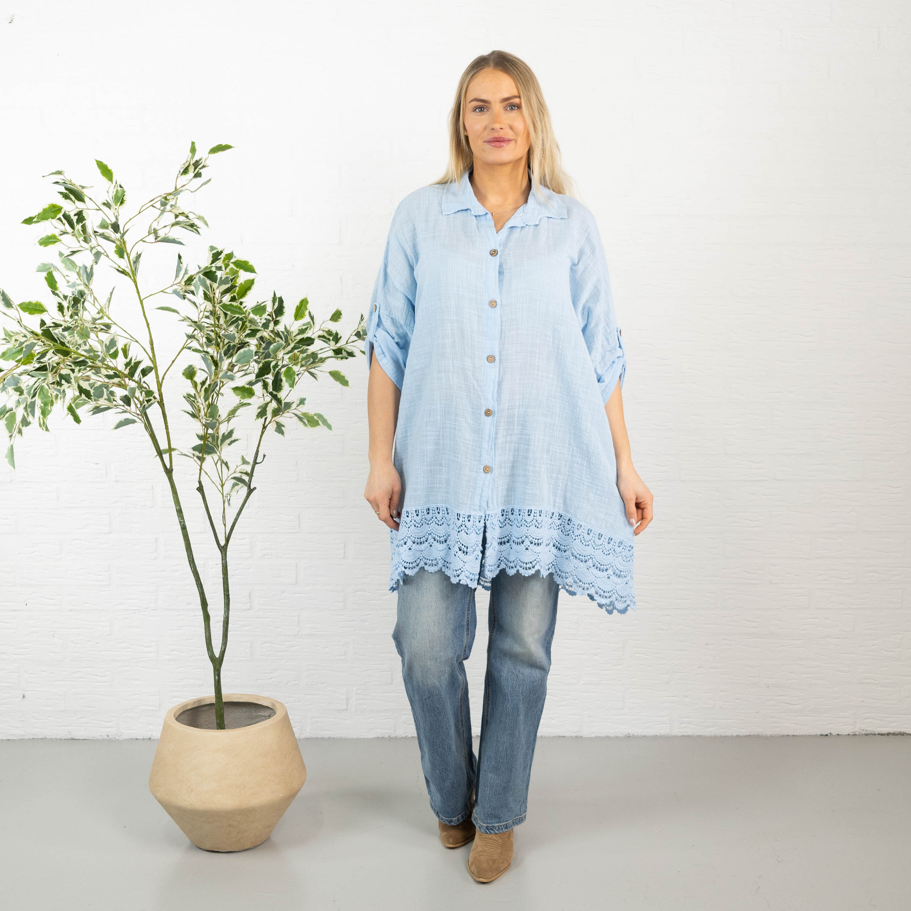 Rebecca tunika, Lyseblå