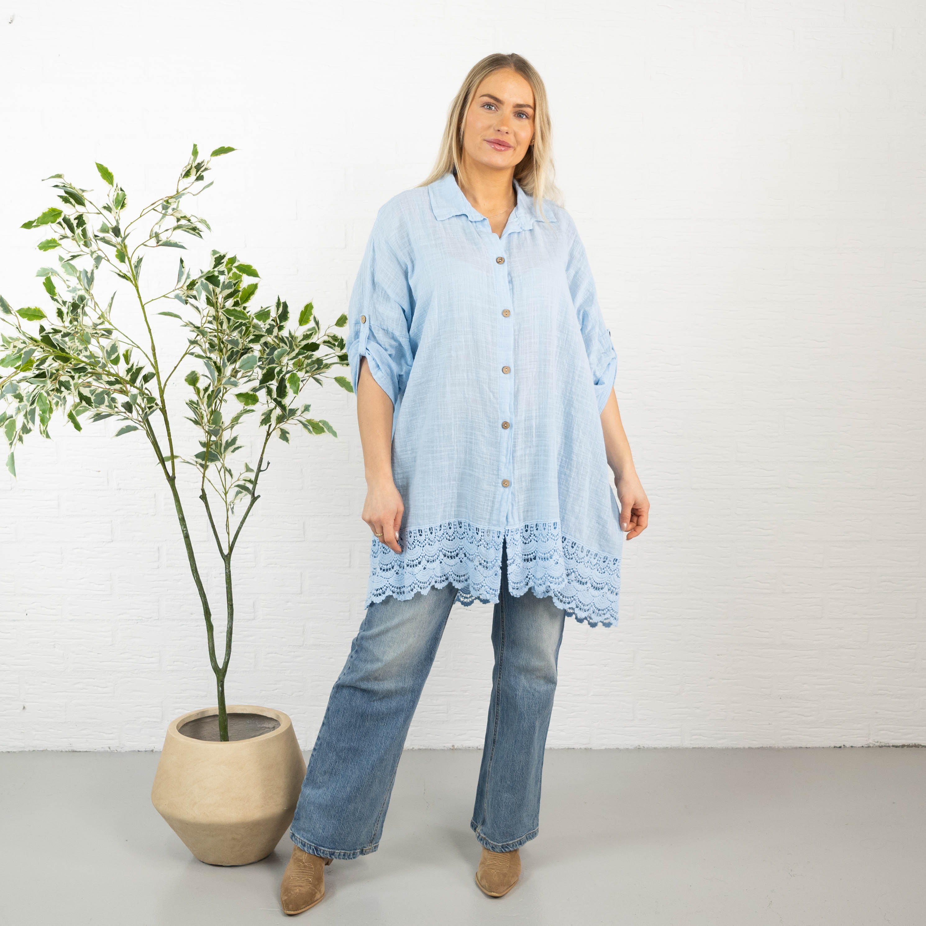 Rebecca tunika, Lyseblå