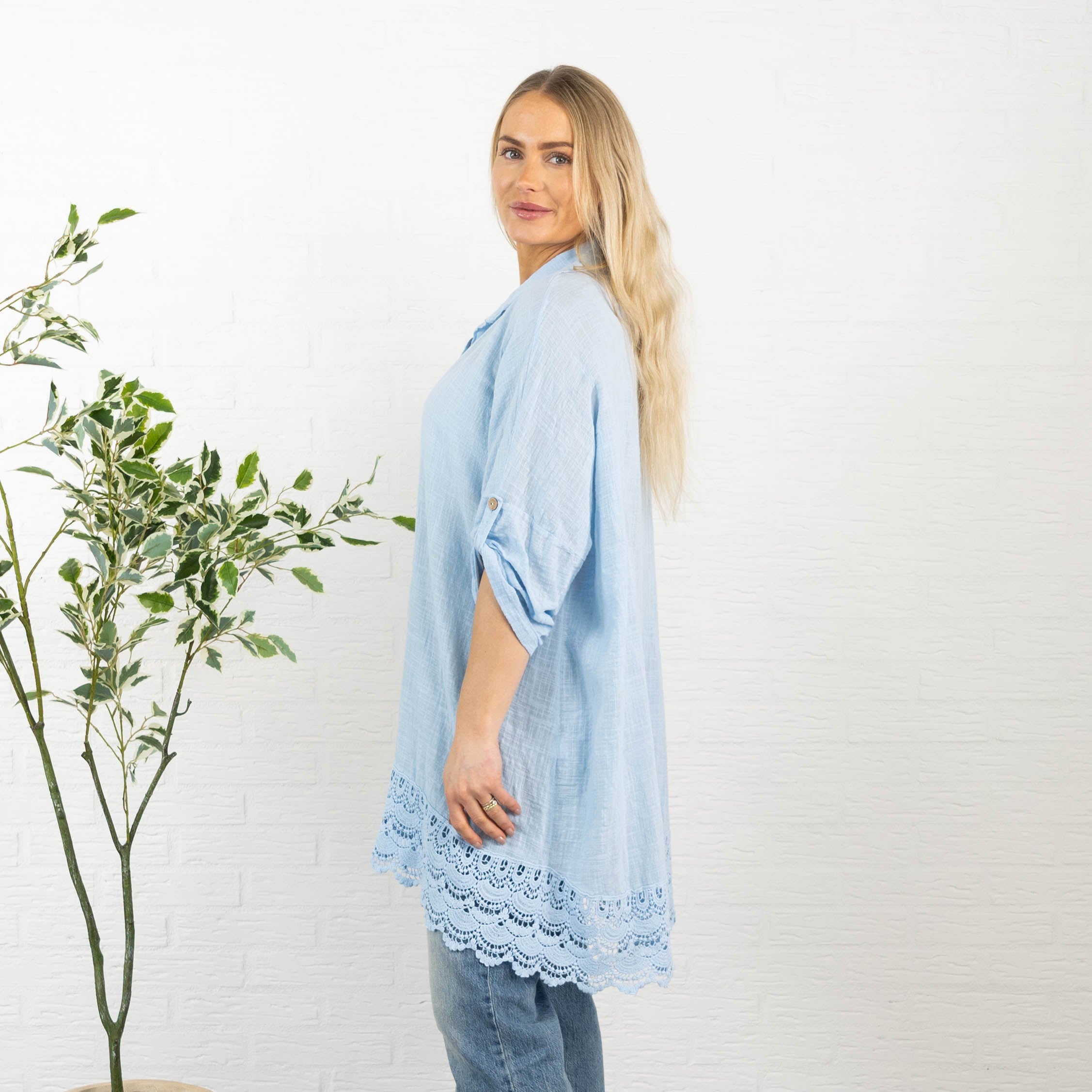 Rebecca tunika, Lyseblå