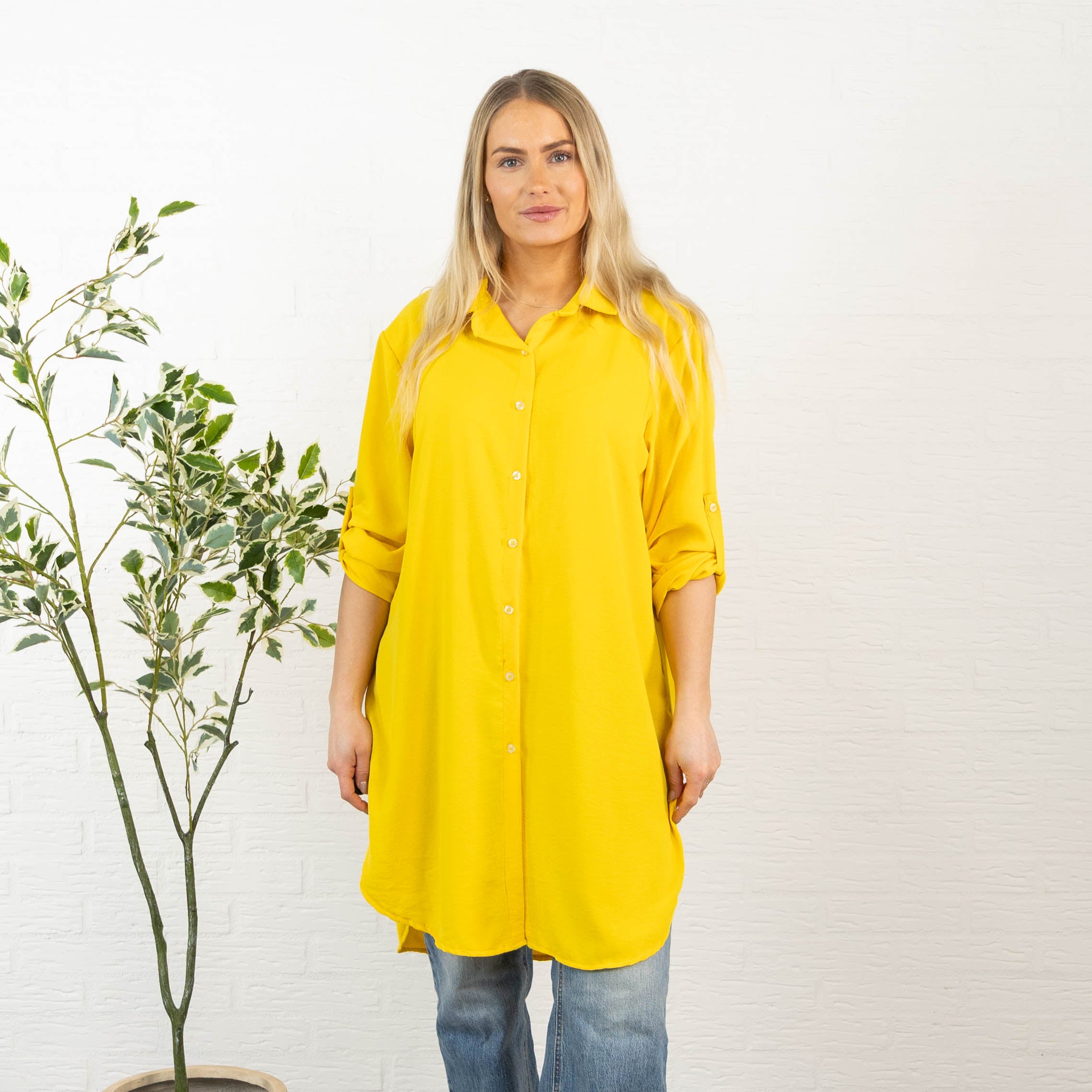 Betty bubblechiffon skjorte, Gul