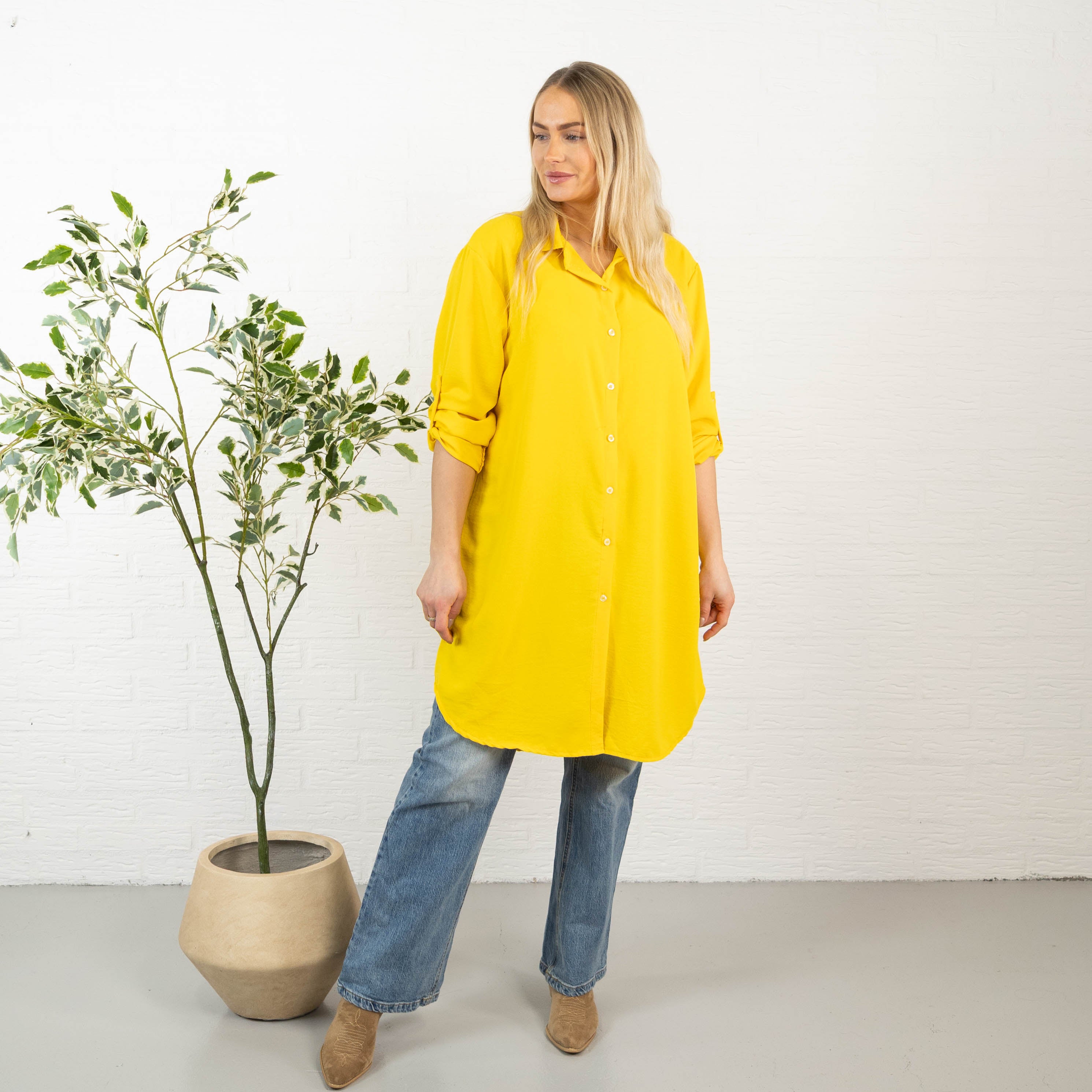 Betty bubblechiffon skjorte, Gul