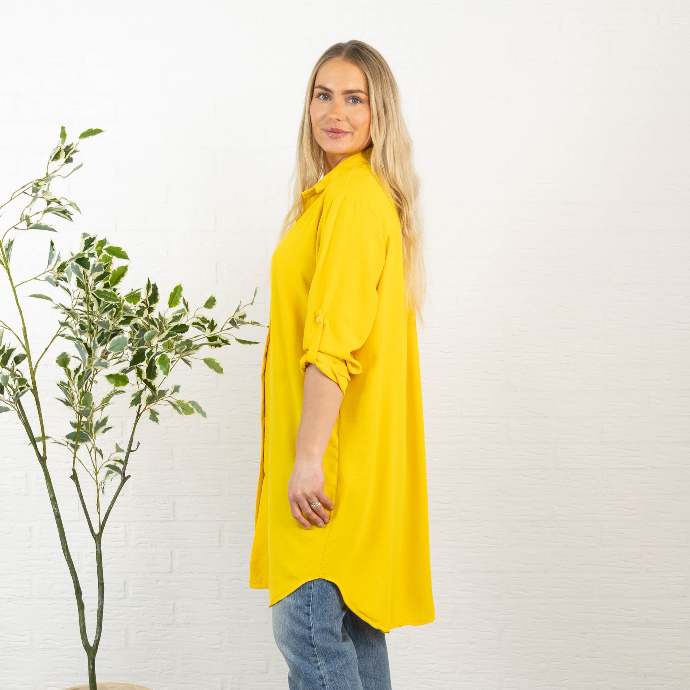 Betty bubblechiffon skjorte, Gul