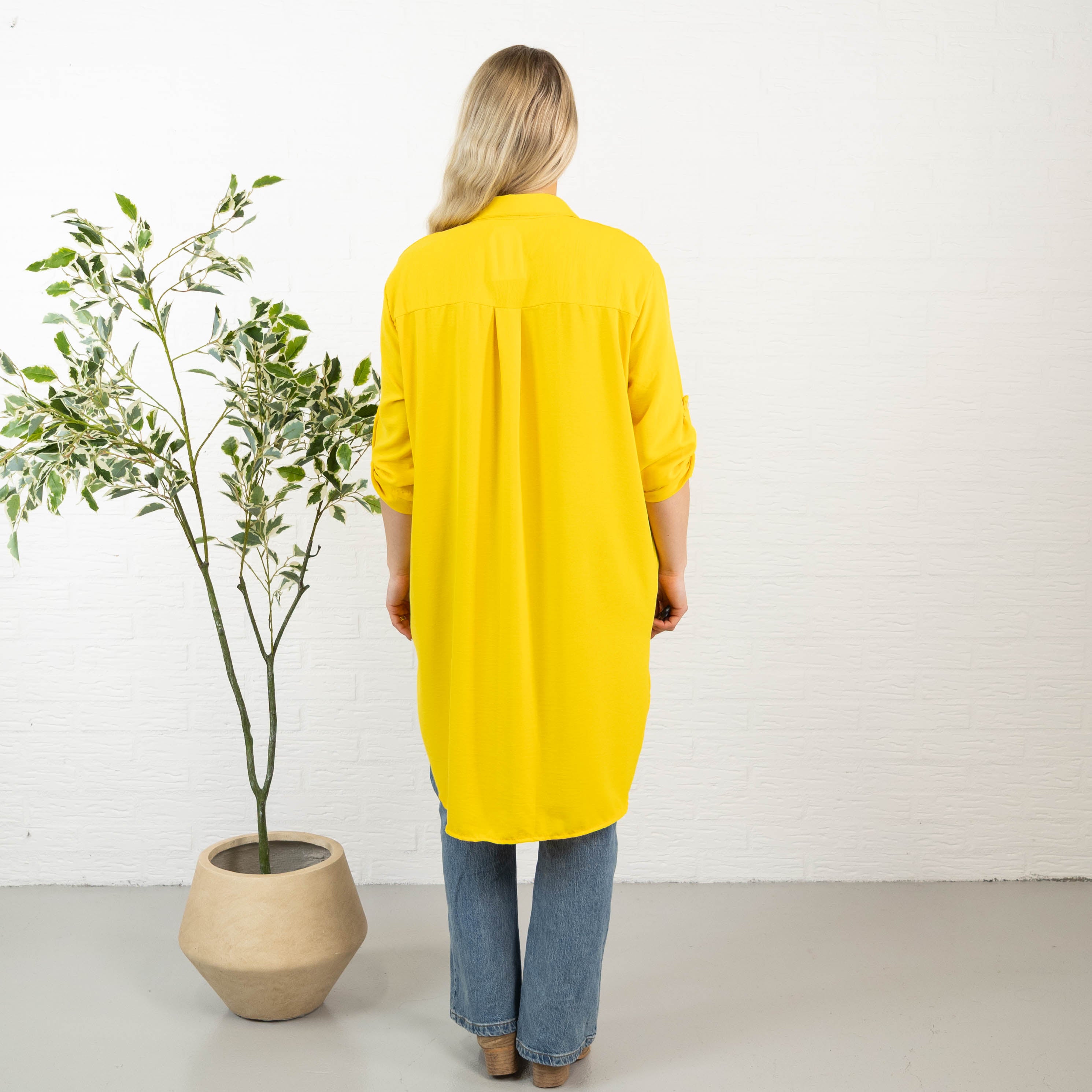 Betty bubblechiffon skjorte, Gul