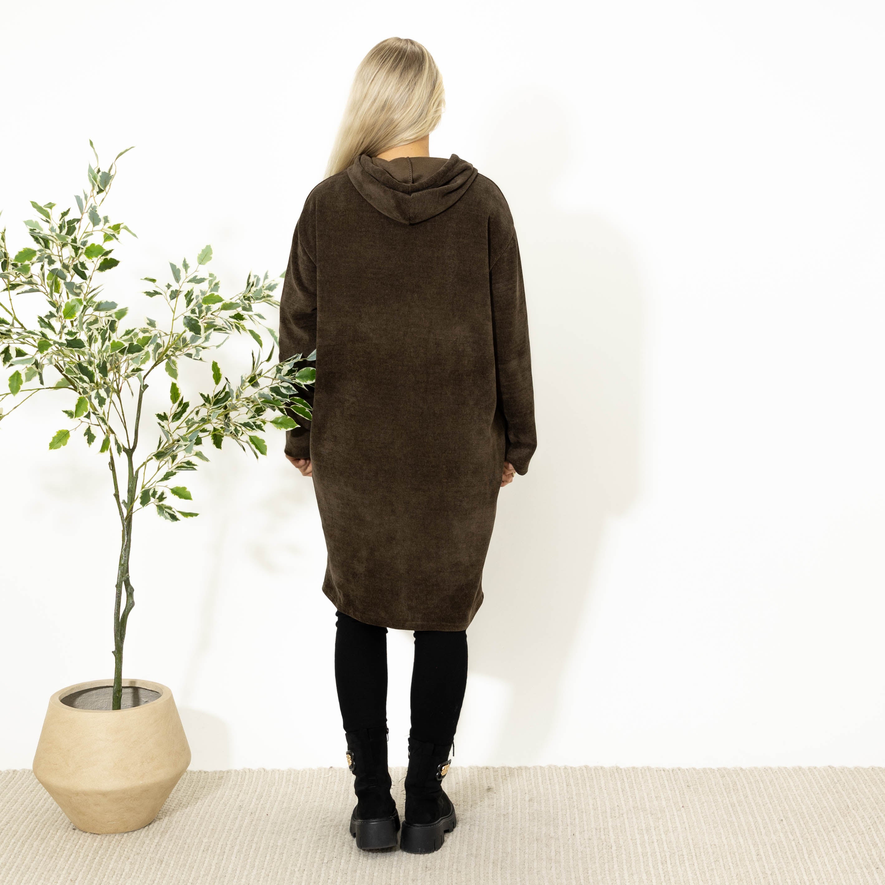 Kisser tunikakjole m. hoodie, Choko