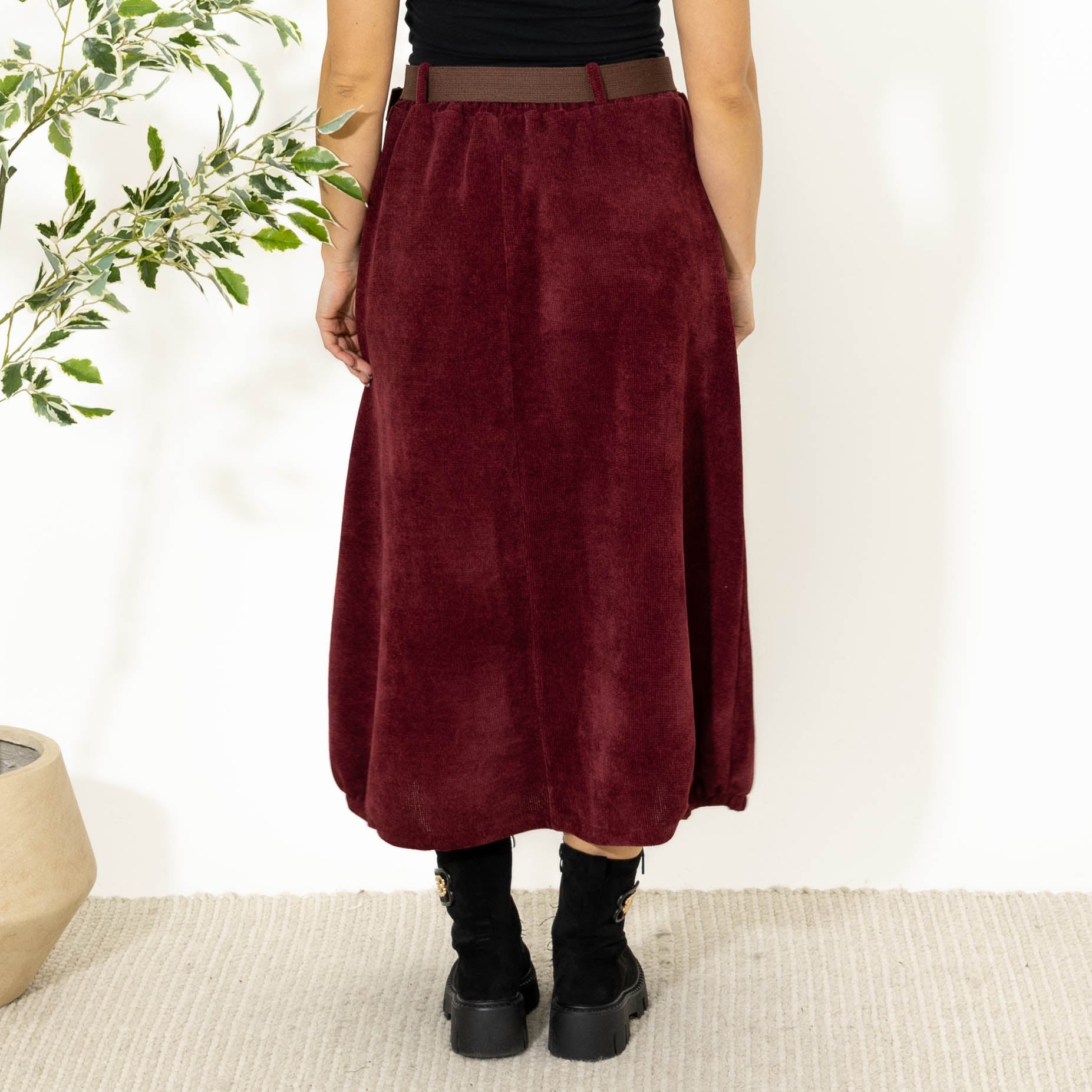 Becky nederdel m. bælte, Bordeaux