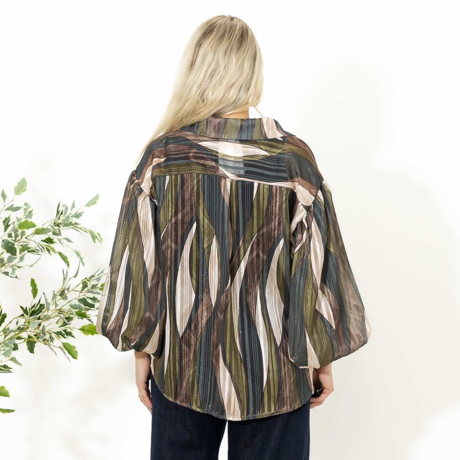 Kimmi skjorte m. ballonærmer, Khaki