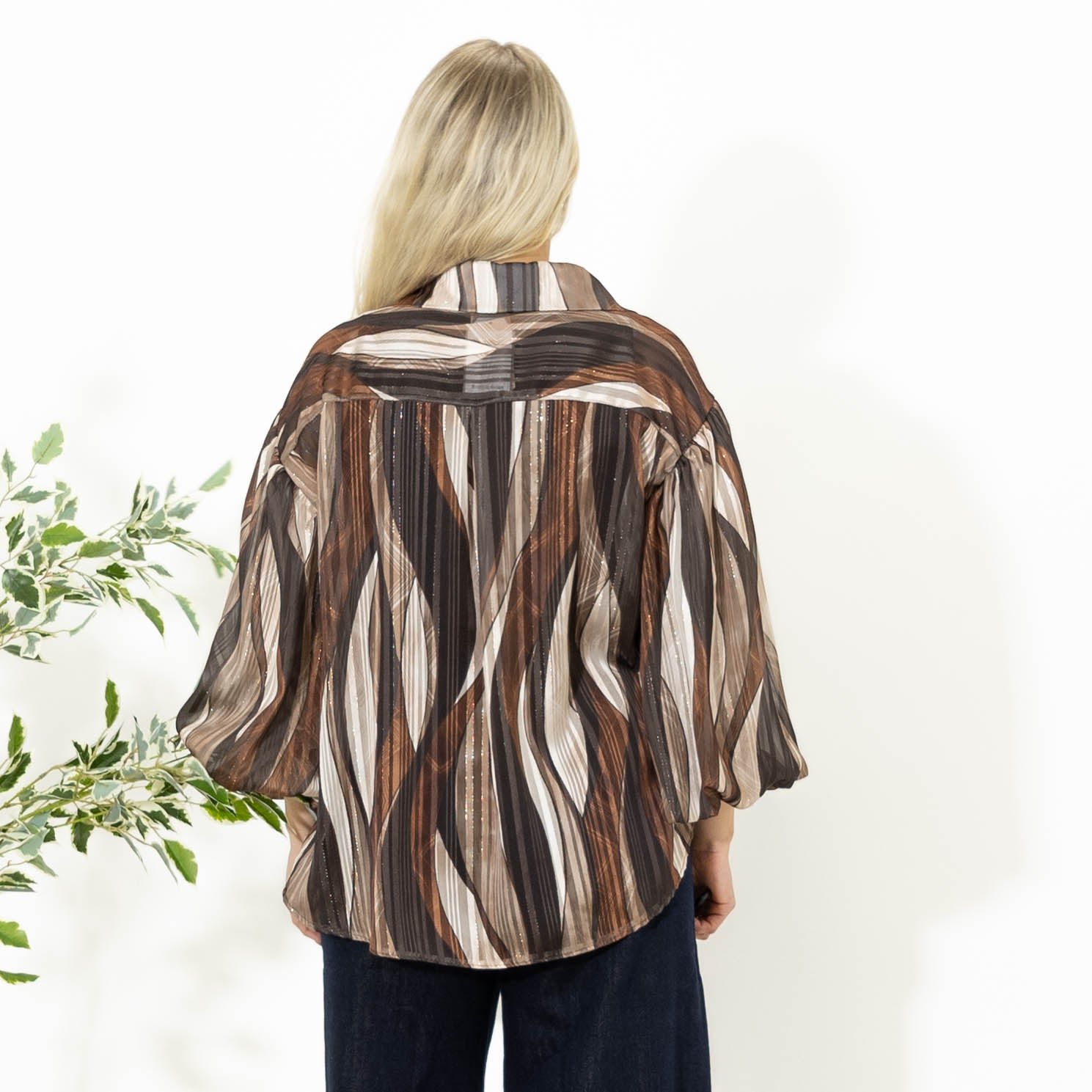 Kimmi skjorte m. ballonærmer, Choko