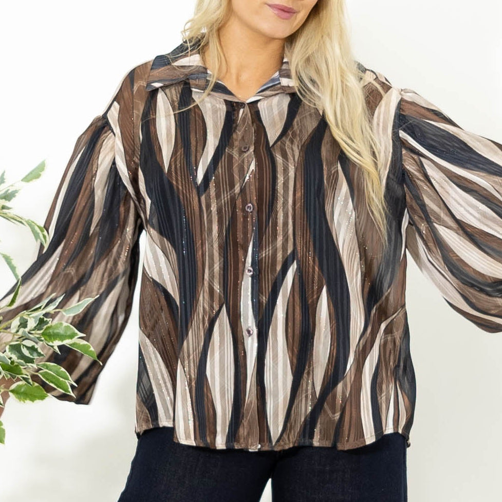 Kimmi skjorte m. ballonærmer, Sort