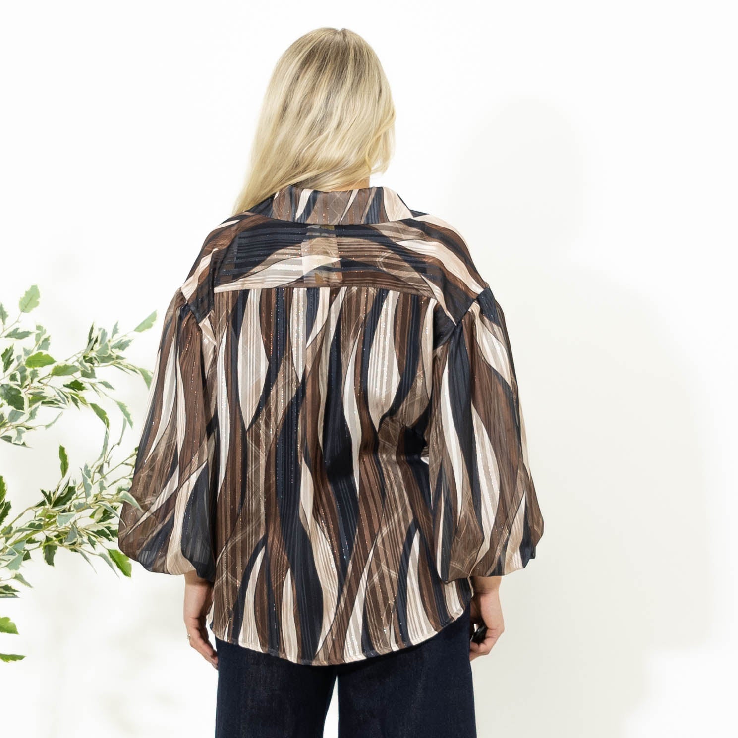 Kimmi skjorte m. ballonærmer, Sort