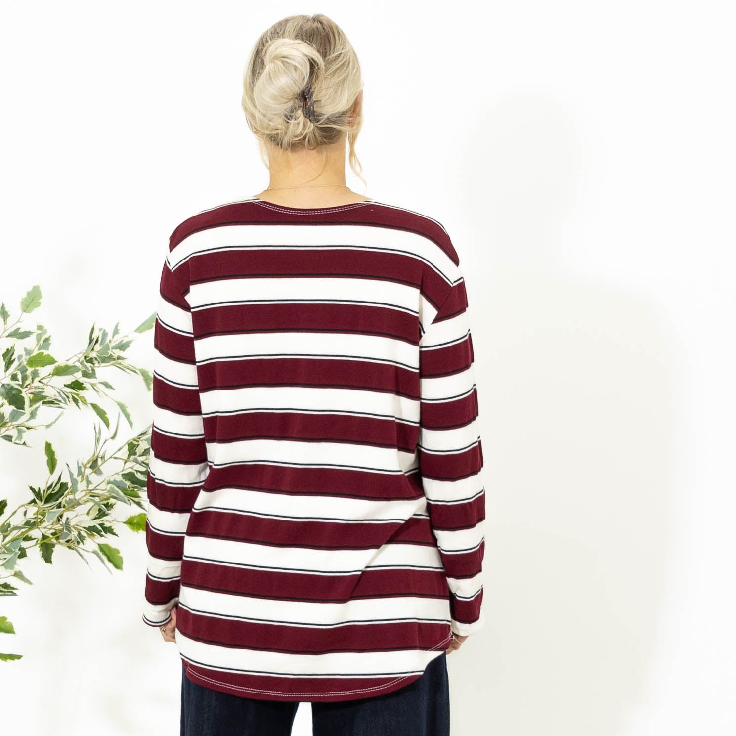 Ilsa stribet viskose strik, Bordeaux