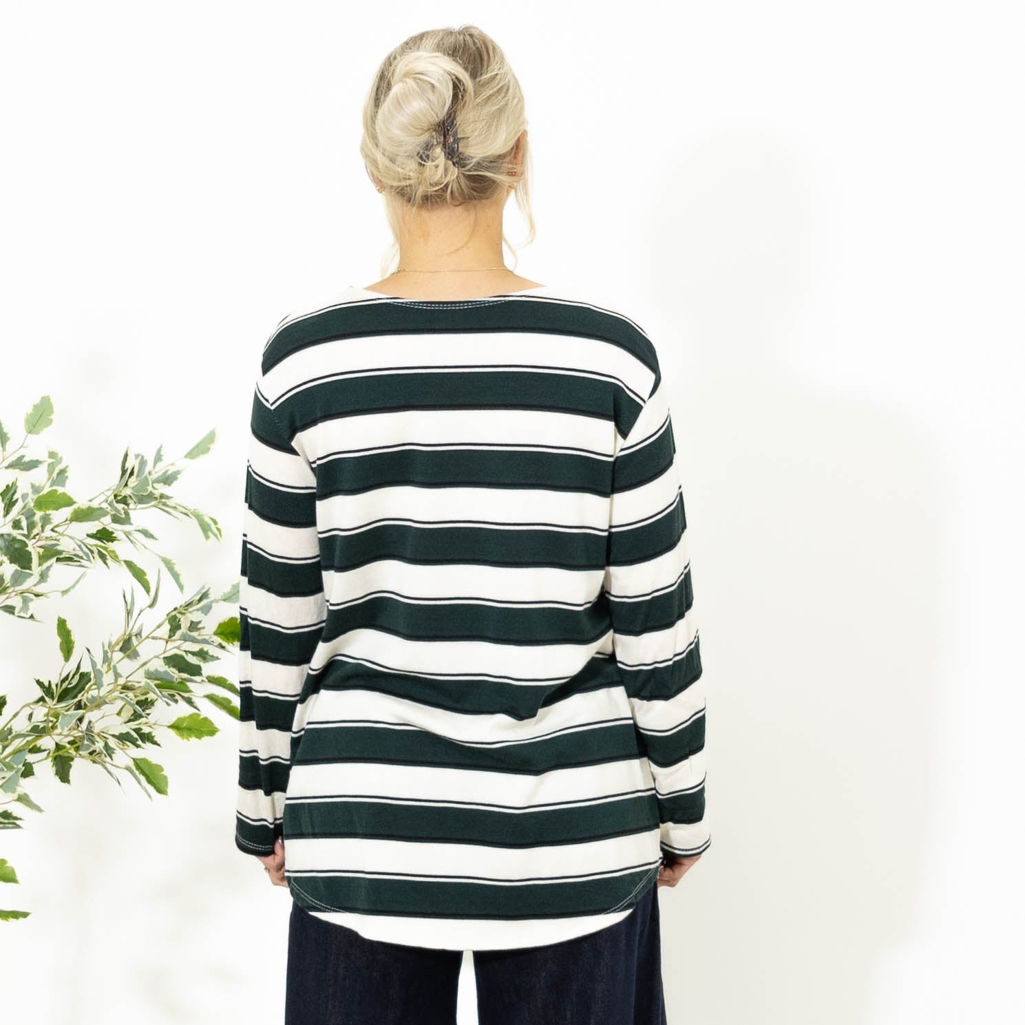 Ilsa stribet viskose strik, Flaskegrøn