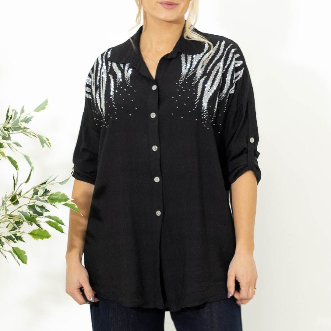 Ginny viskose skjorte, Sort