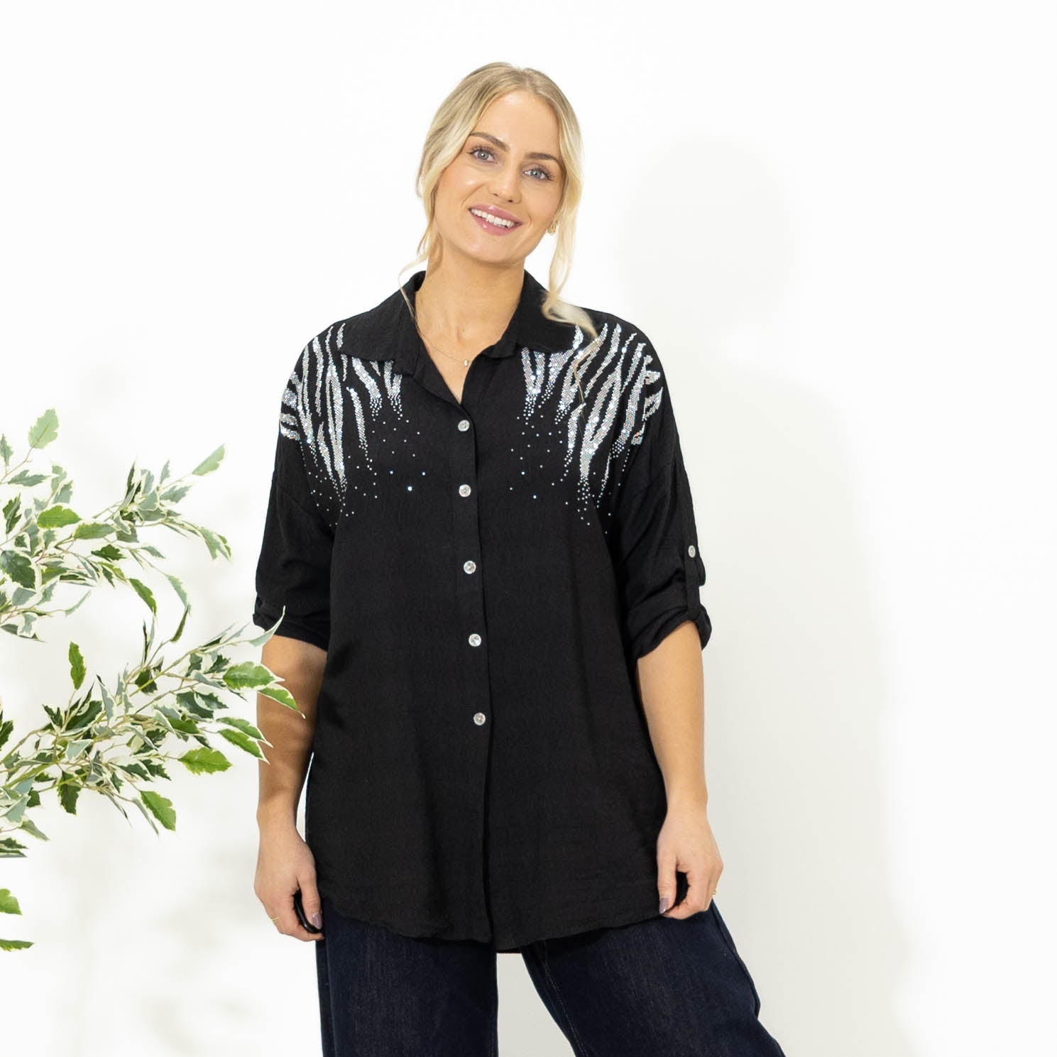 Ginny viskose skjorte, Sort