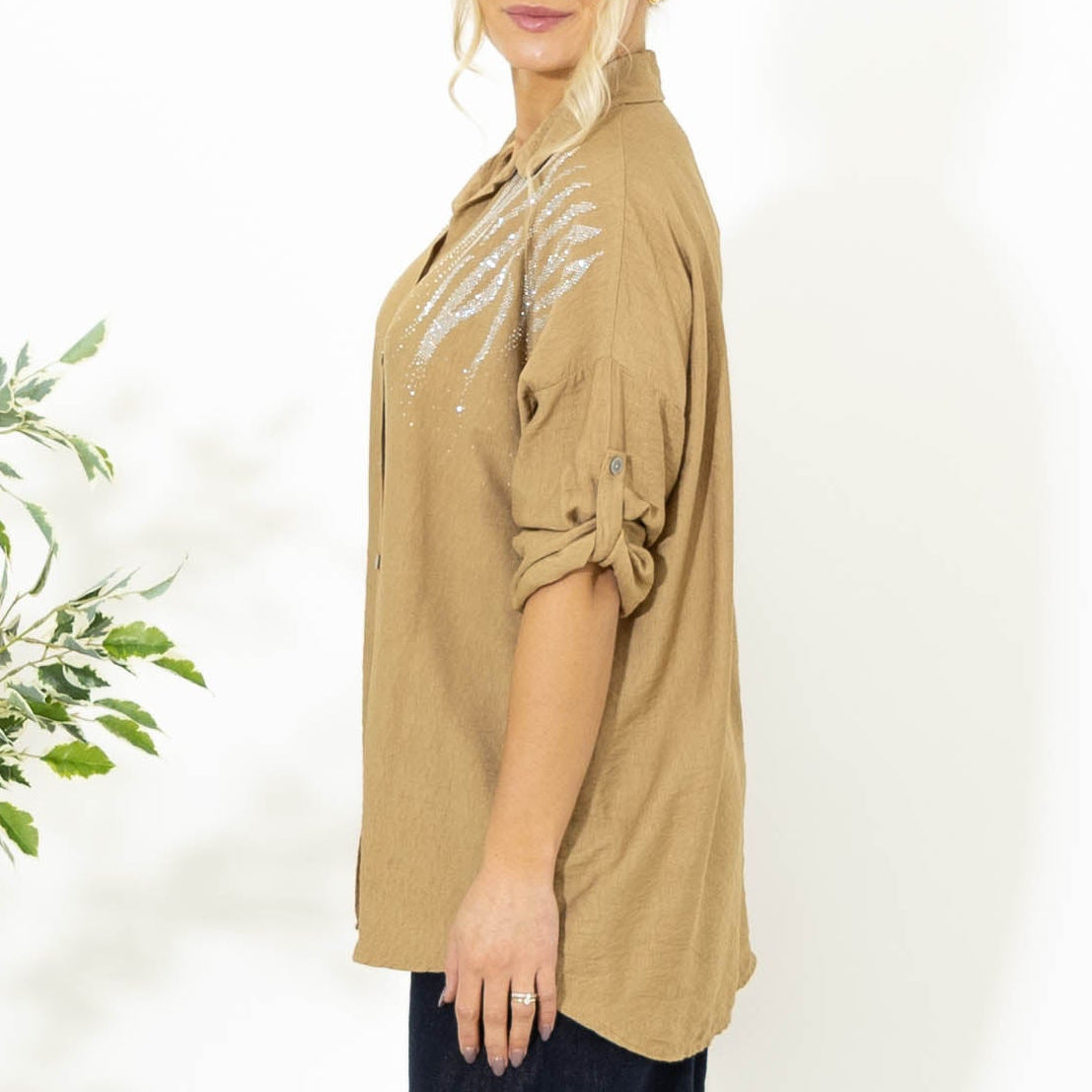 Ginny viskose skjorte, Camel