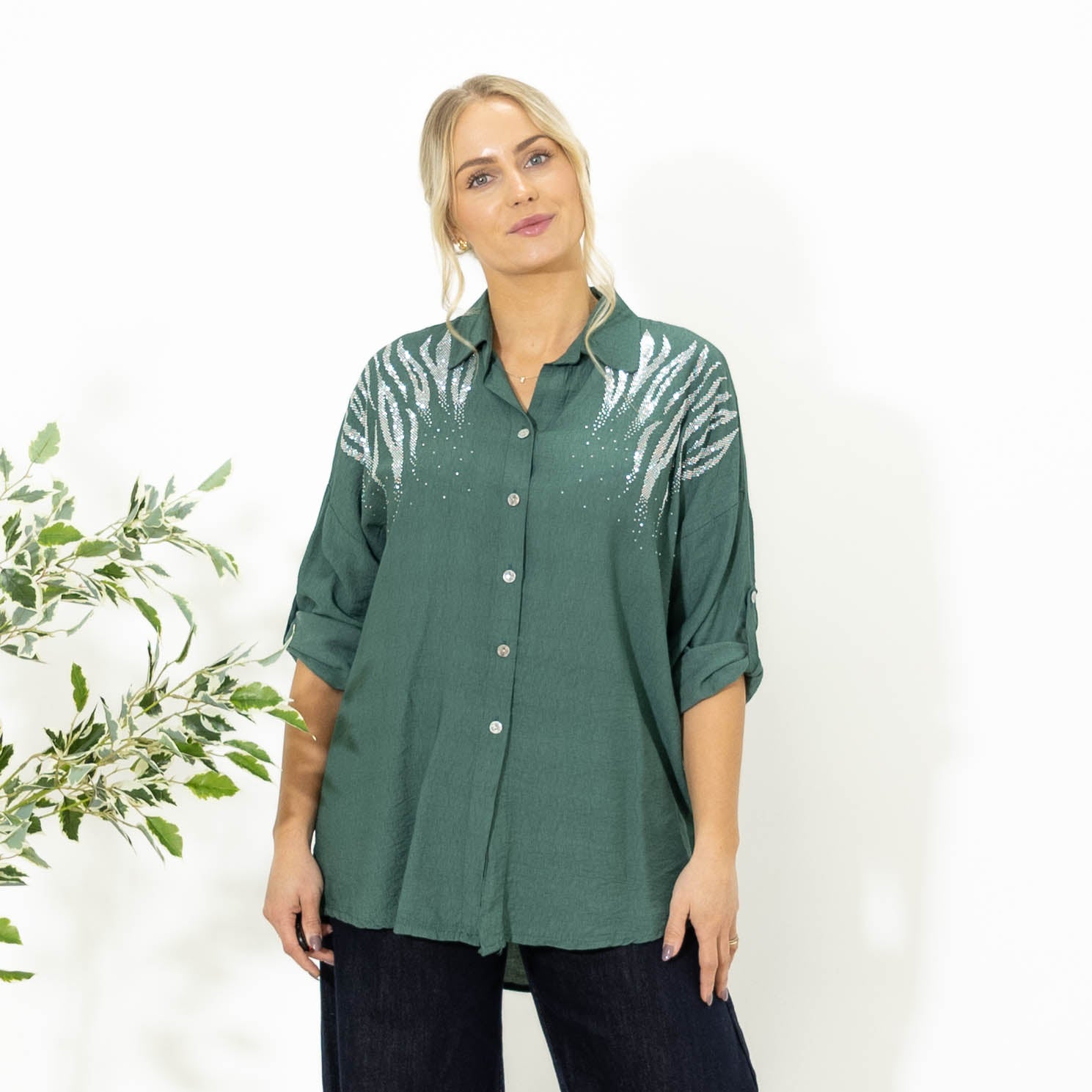 Ginny viskose skjorte, Emerald grøn